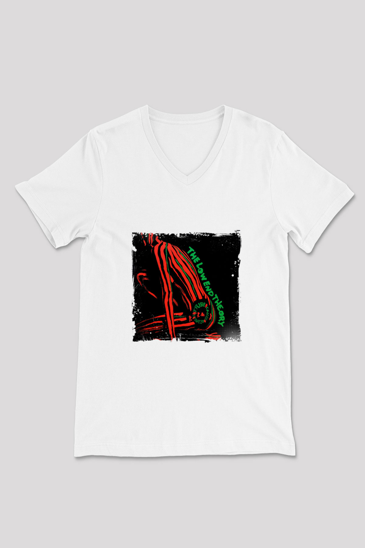 A Tribe Called Quest Baskılı Beyaz V Yaka Unisex Tişört
