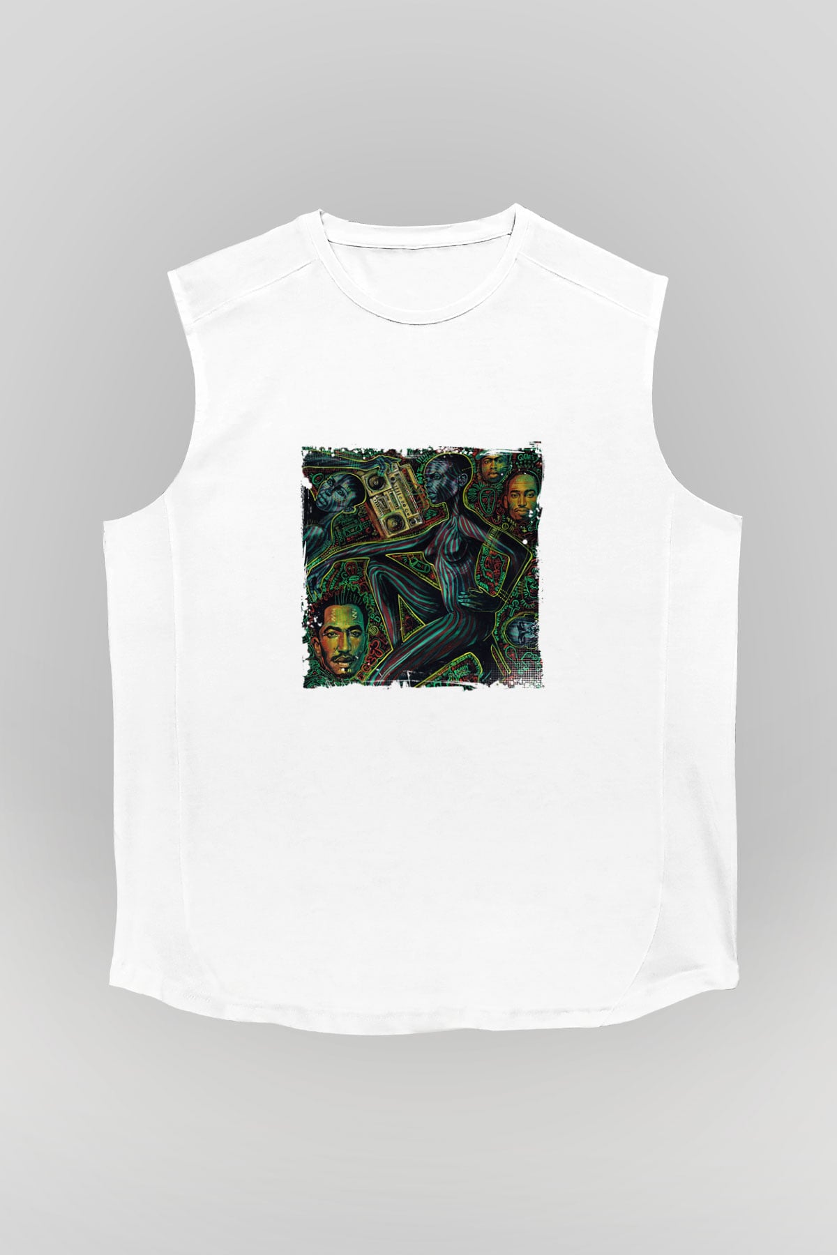 A Tribe Called Quest Baskılı Unisex Beyaz Kolsuz Tişört