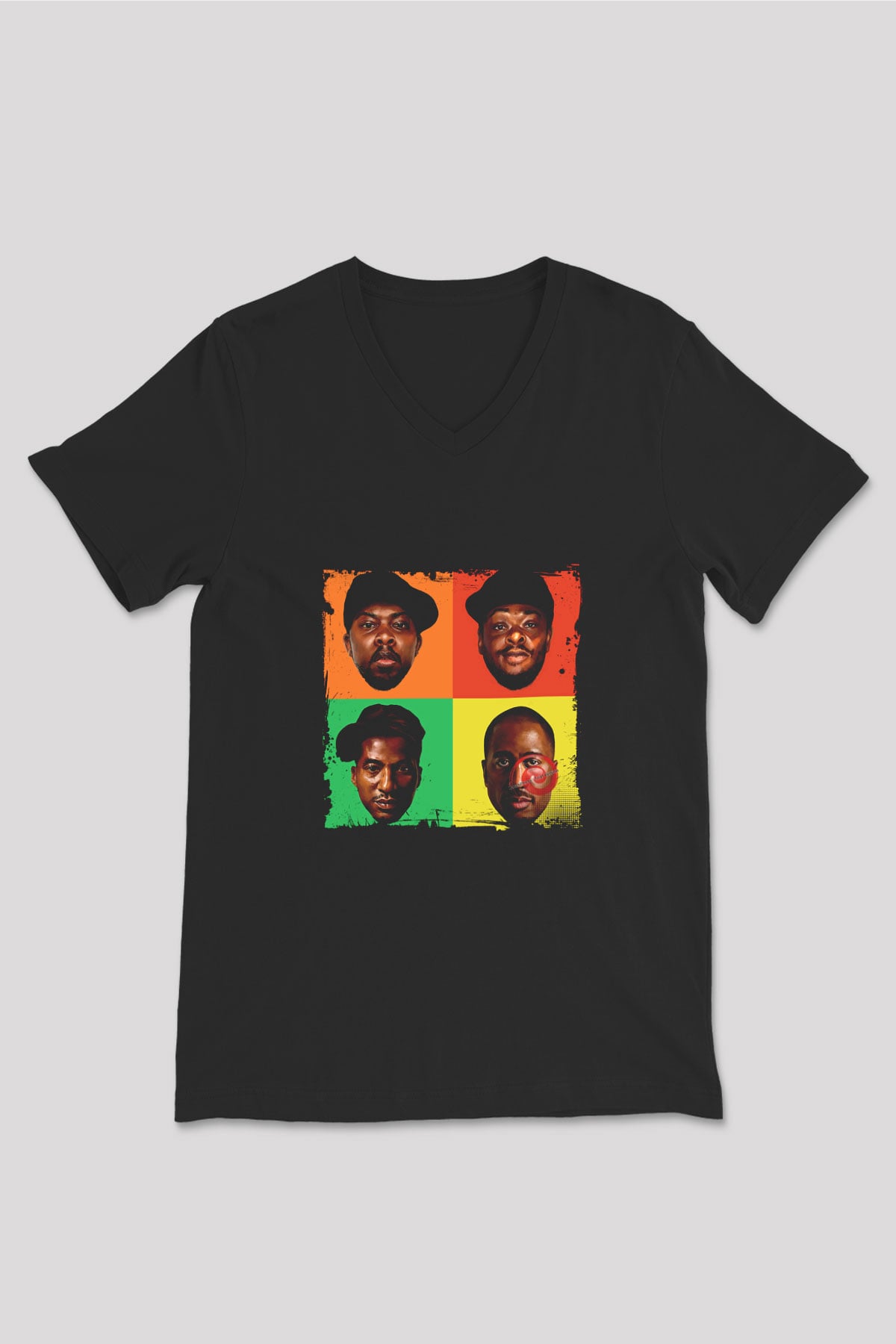 A Tribe Called Quest Baskılı Unisex Siyah V Yaka Tişört