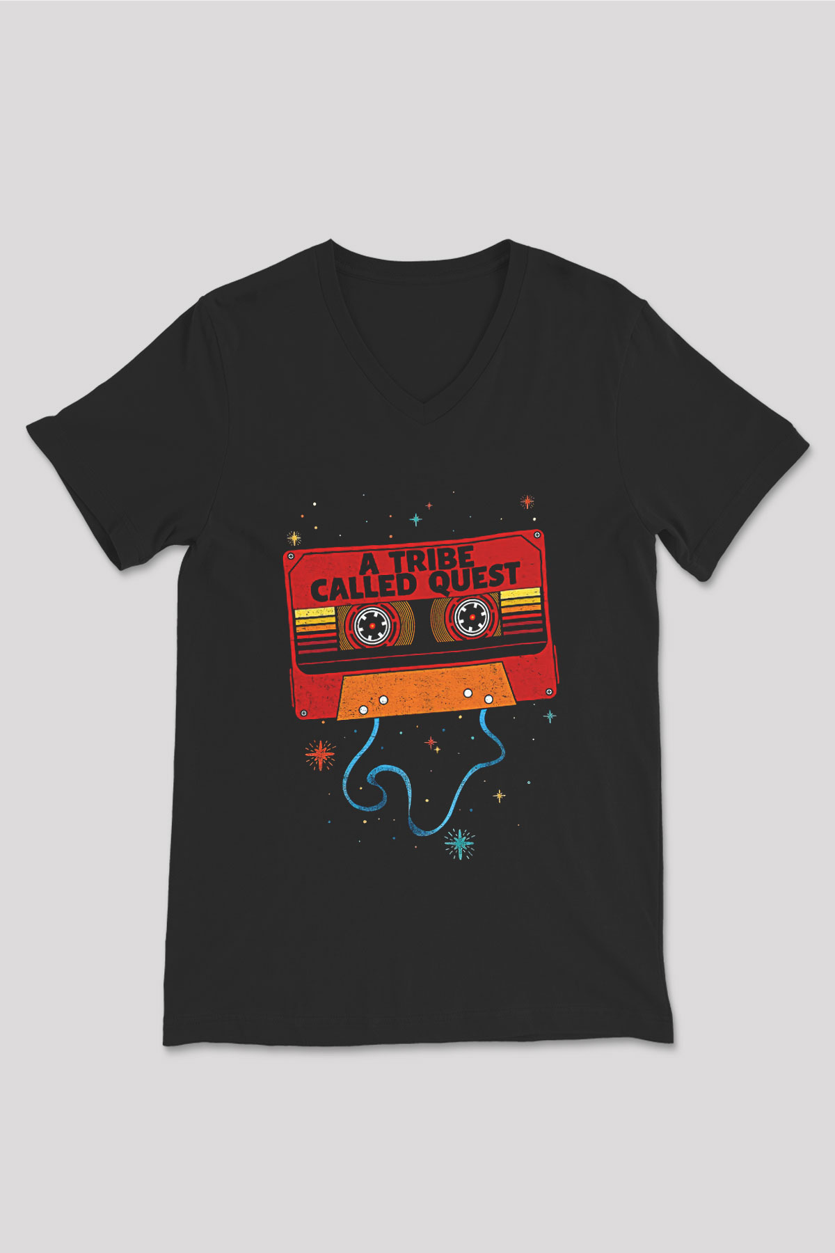 A Tribe Called Quest Baskılı Unisex Siyah V Yaka Tişört - Tshirt