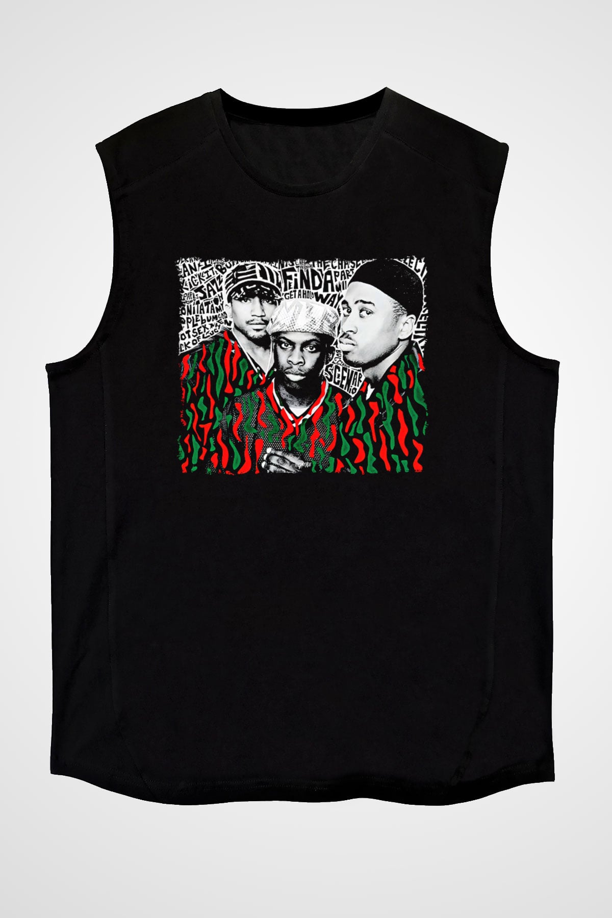 A Tribe Called Quest Baskılı Unisex Siyah Kolsuz Tişört - Tshirt