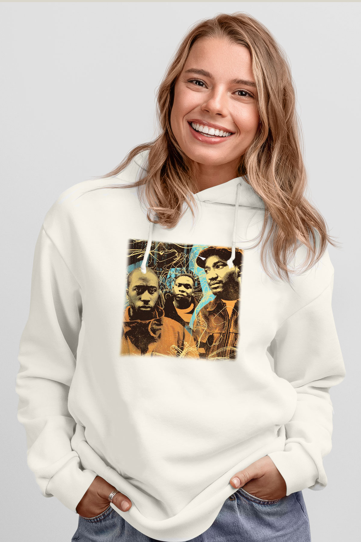 A Tribe Called Quest Beyaz Unisex Kapşonlu Sweatshirt