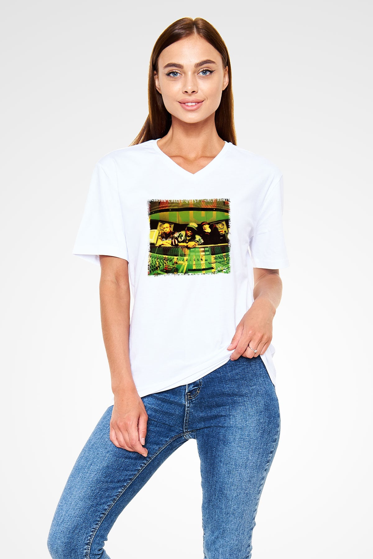 A Tribe Called Quest Beyaz Unisex V Yaka Tişört T-Shirt