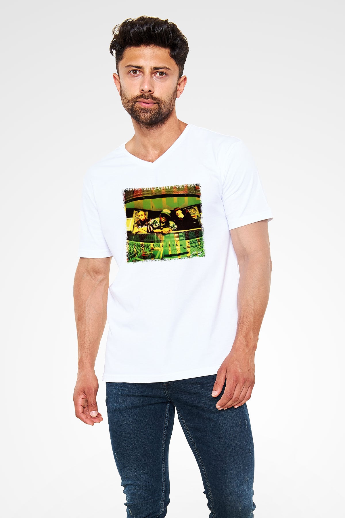 A Tribe Called Quest Beyaz Unisex V Yaka Tişört T-Shirt
