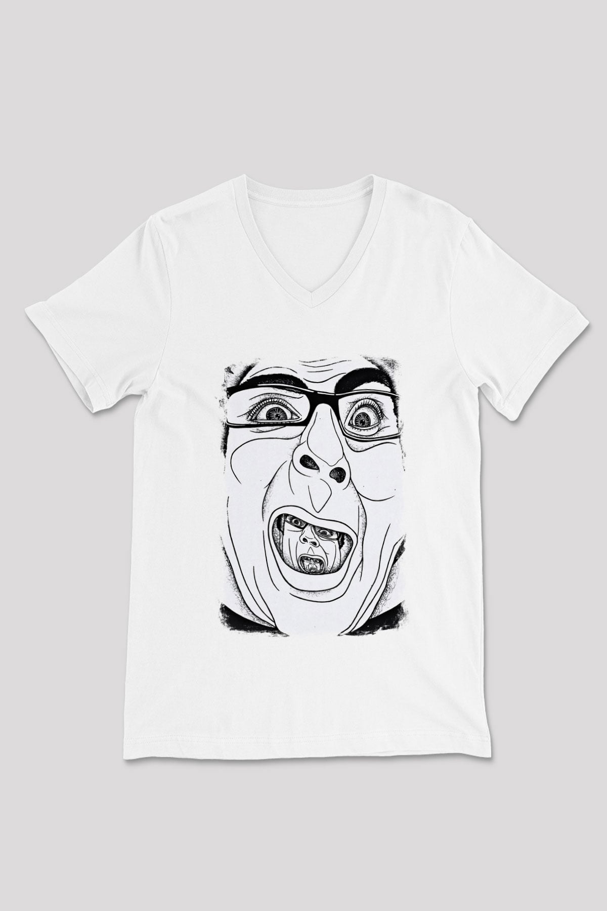 A Wilhelm Scream Baskılı Unisex Beyaz V Yaka Tişört