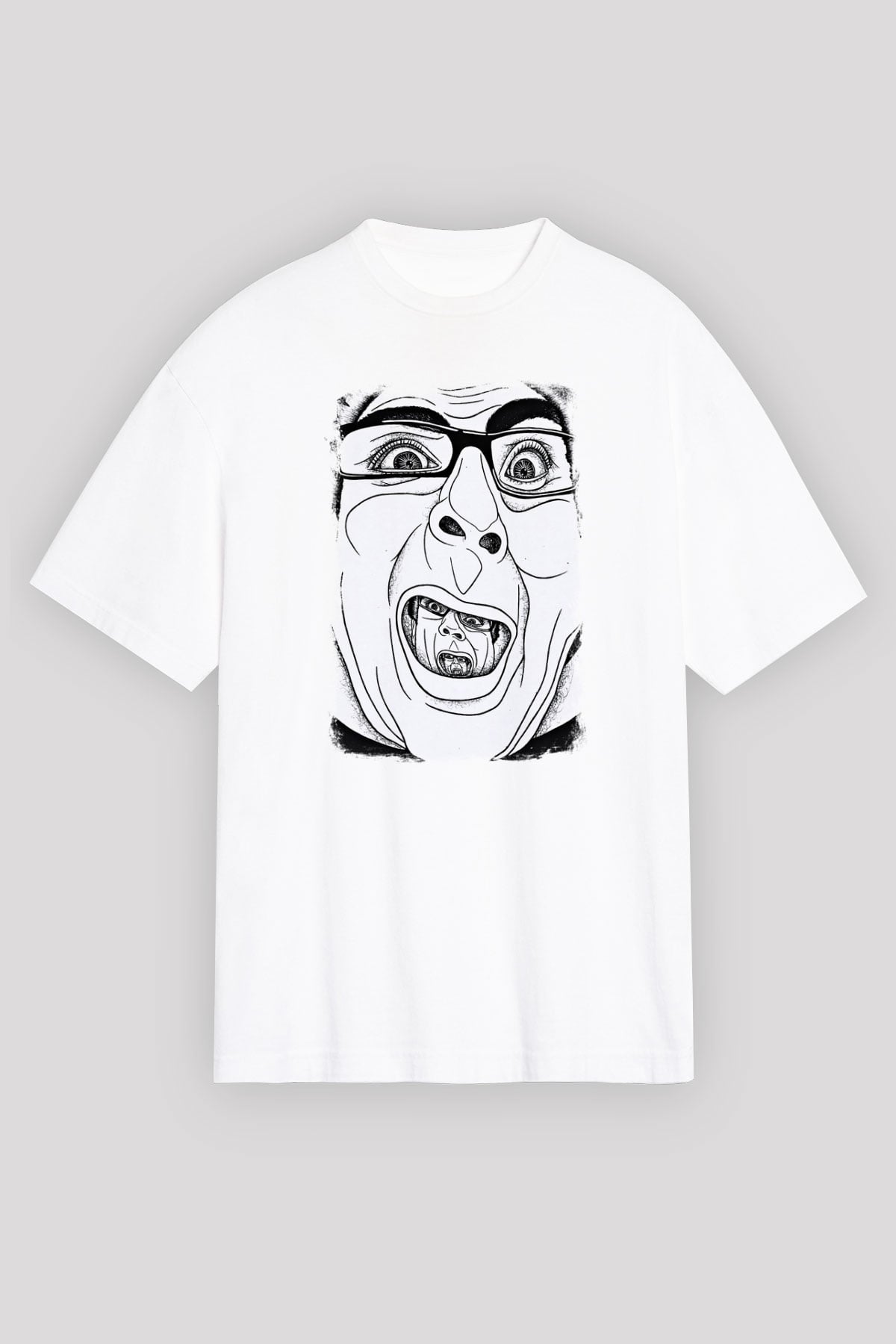 A Wilhelm Scream Baskılı Unisex Beyaz Oversize Tişört
