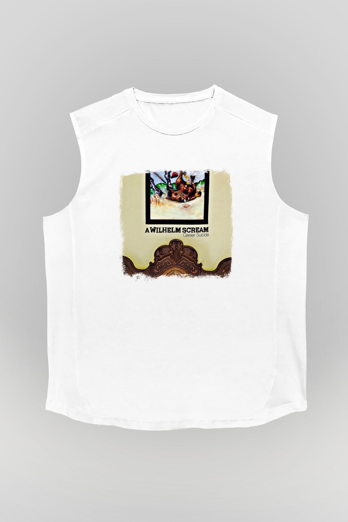A Wilhelm Scream Baskılı Unisex Beyaz Kolsuz Tişört