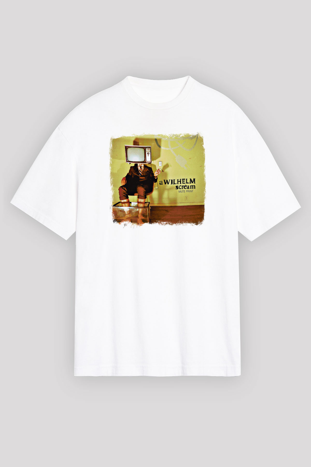 A Wilhelm Scream Baskılı Unisex Beyaz Oversize Tişört
