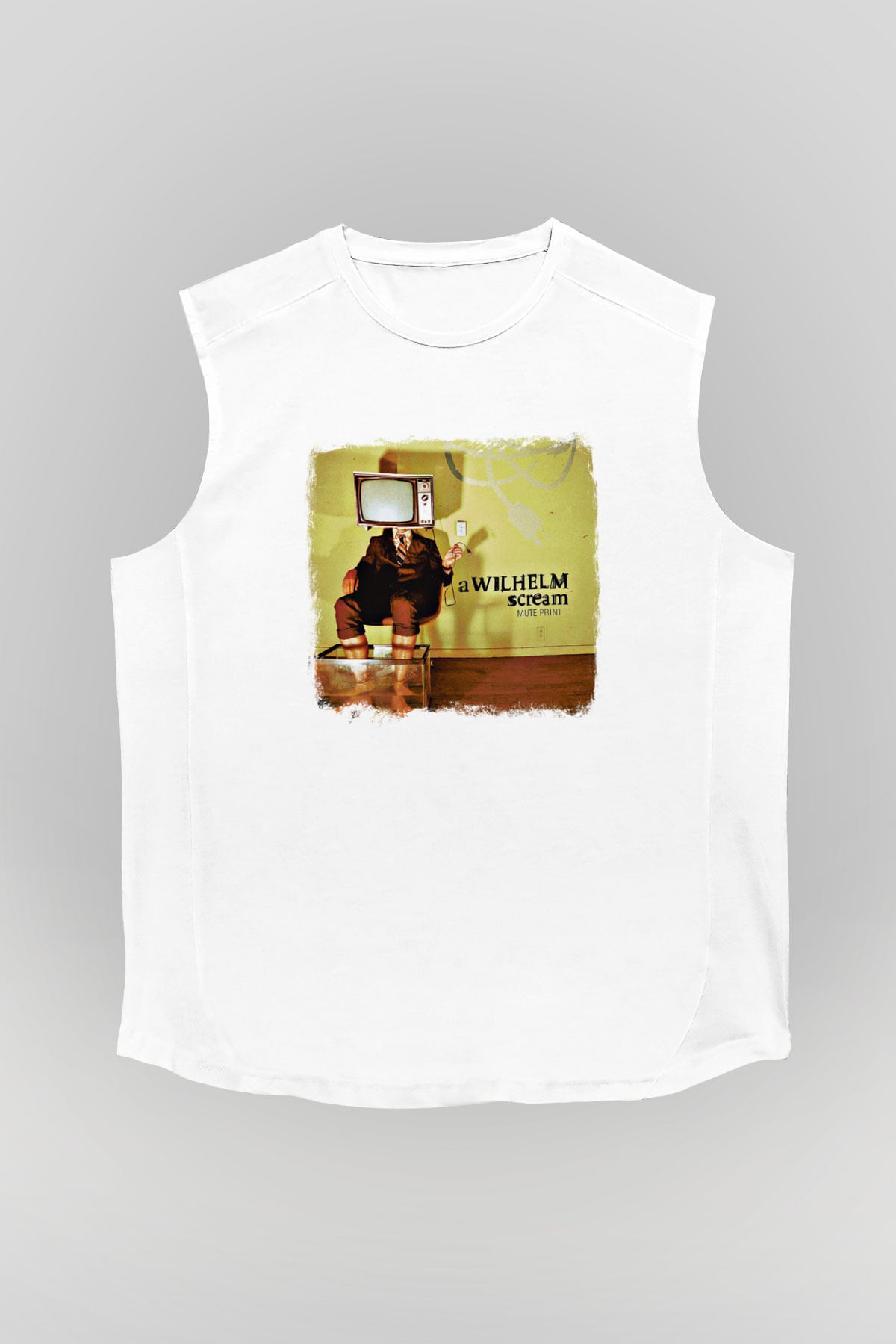 A Wilhelm Scream Baskılı Unisex Beyaz Kolsuz Tişört