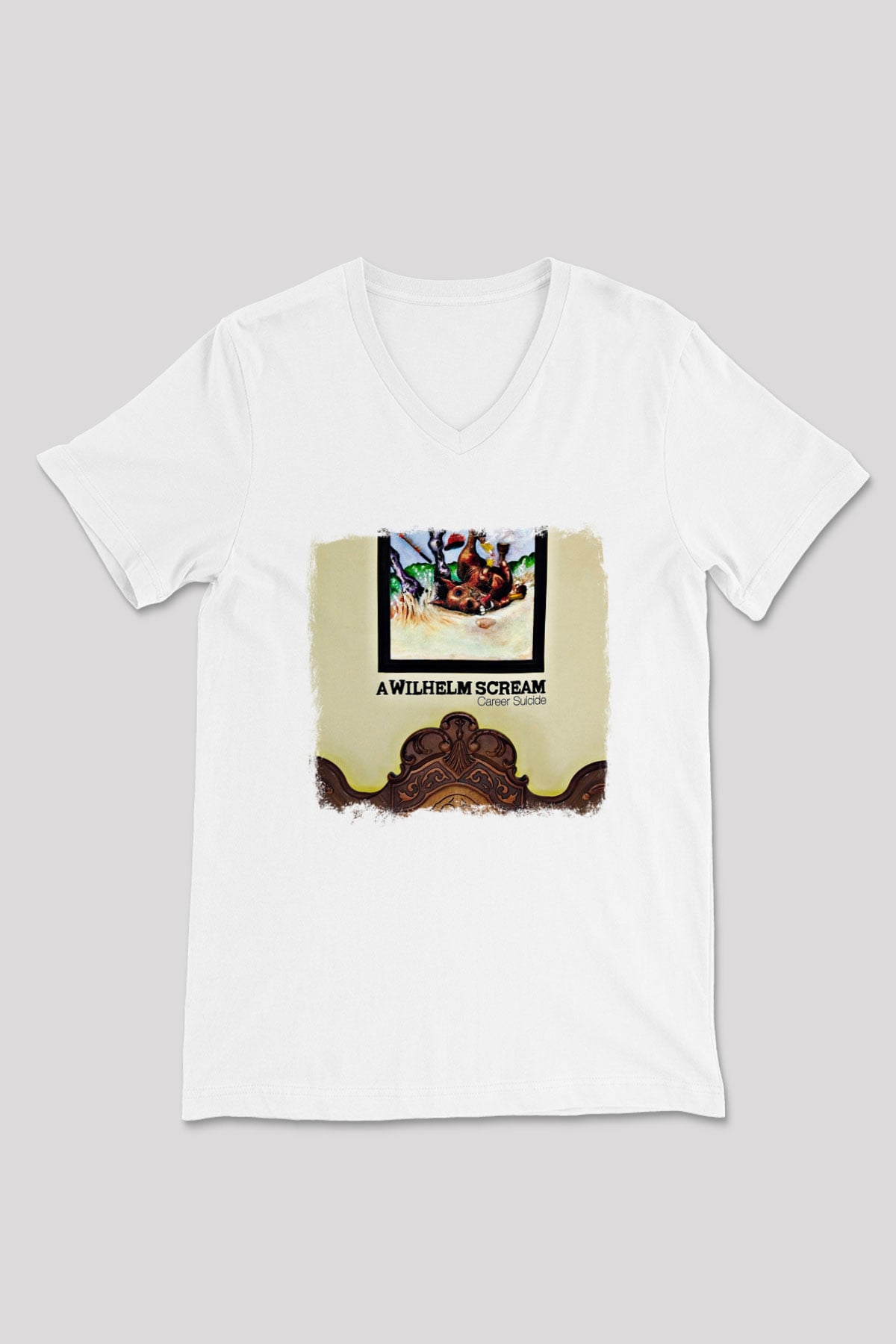 A Wilhelm Scream Baskılı Unisex Beyaz V Yaka Tişört