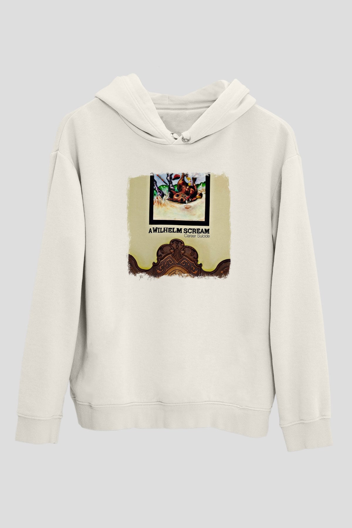 A Wilhelm Scream Baskılı Unisex Beyaz Hoodie