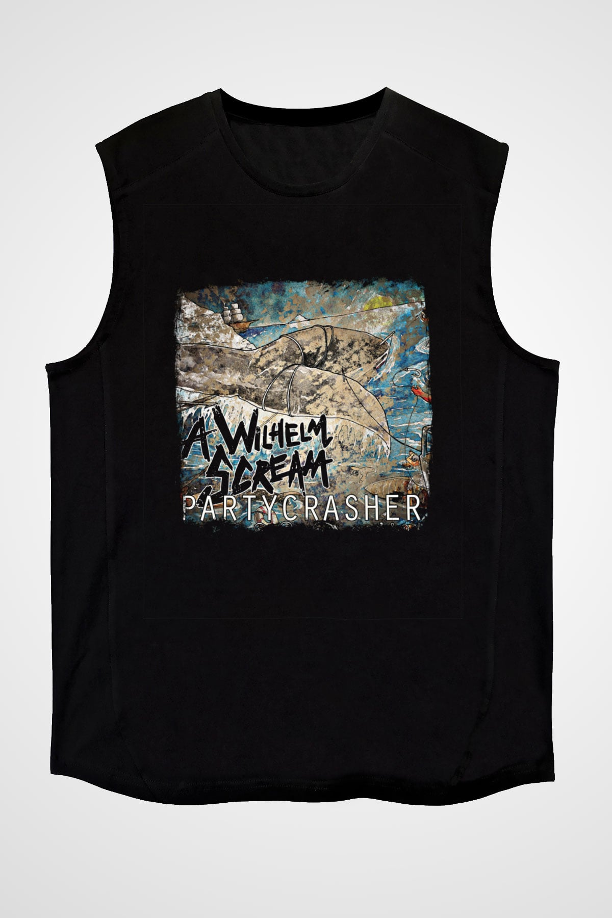 A Wilhelm Scream Baskılı Unisex Siyah Kolsuz Tişört