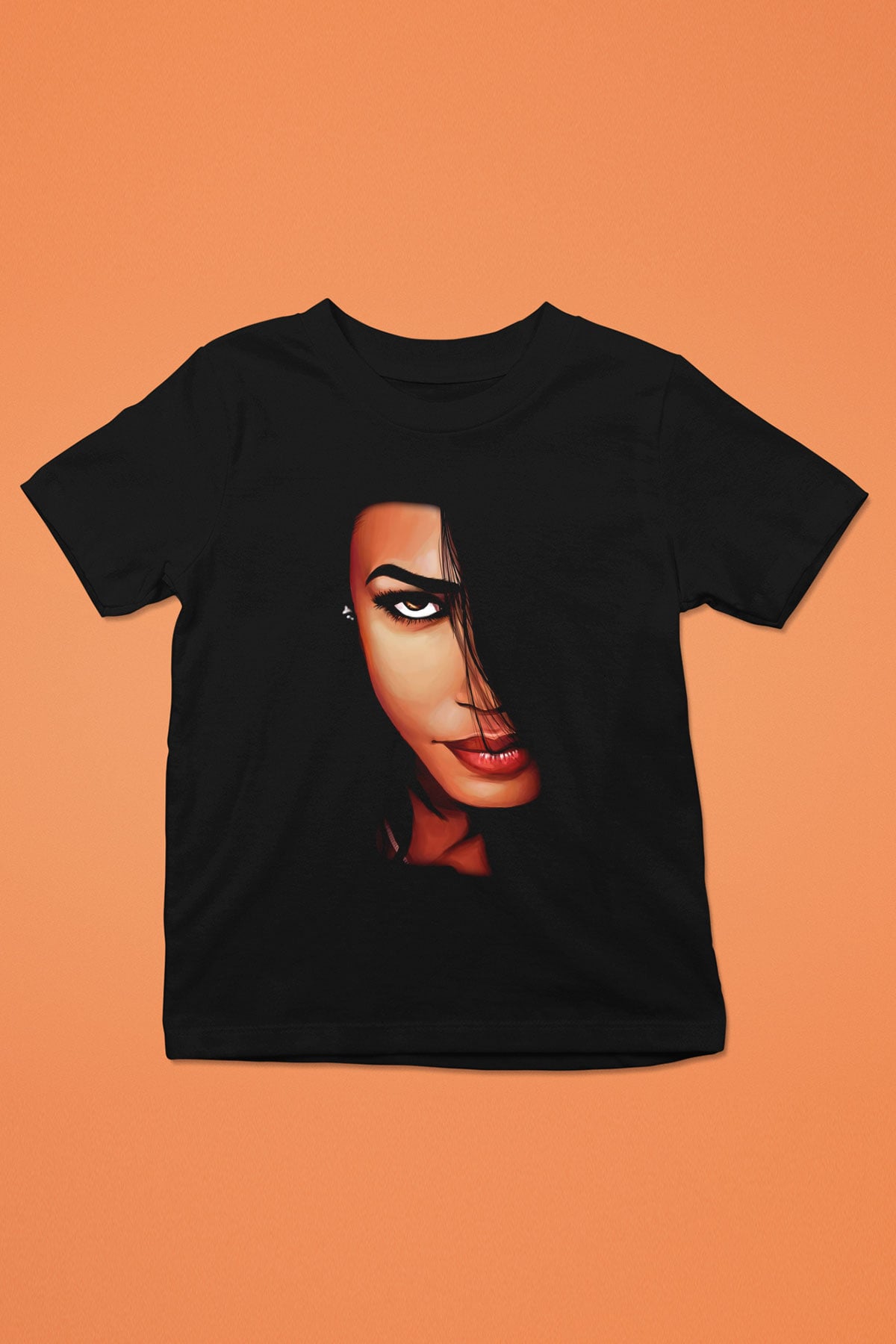 Aaliyah Baskılı Siyah Unisex Çocuk Tişört