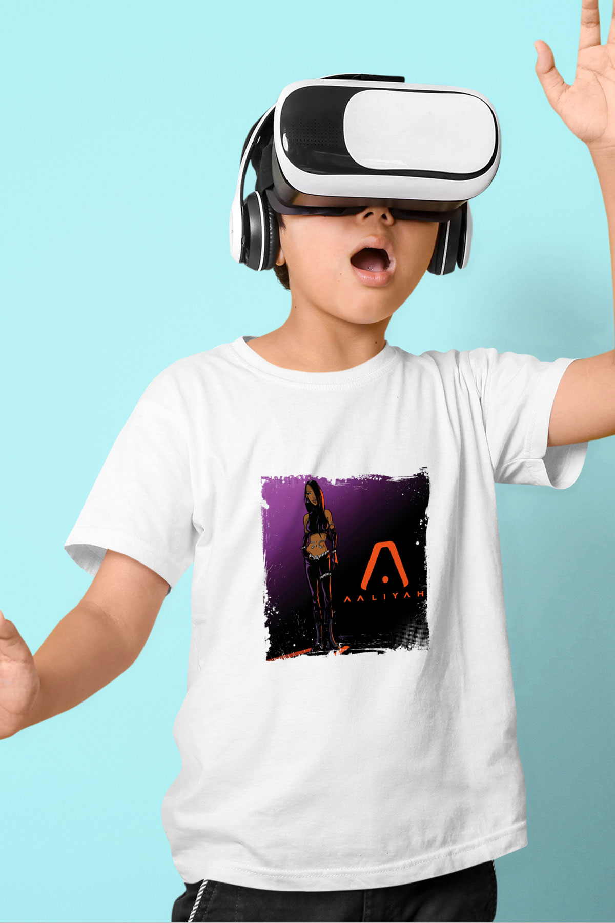 Aaliyah Baskılı Unisex Beyaz Çocuk Tişört
