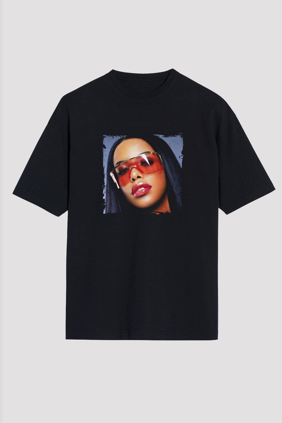 Aaliyah Baskılı Unisex Oversize Siyah Tişört