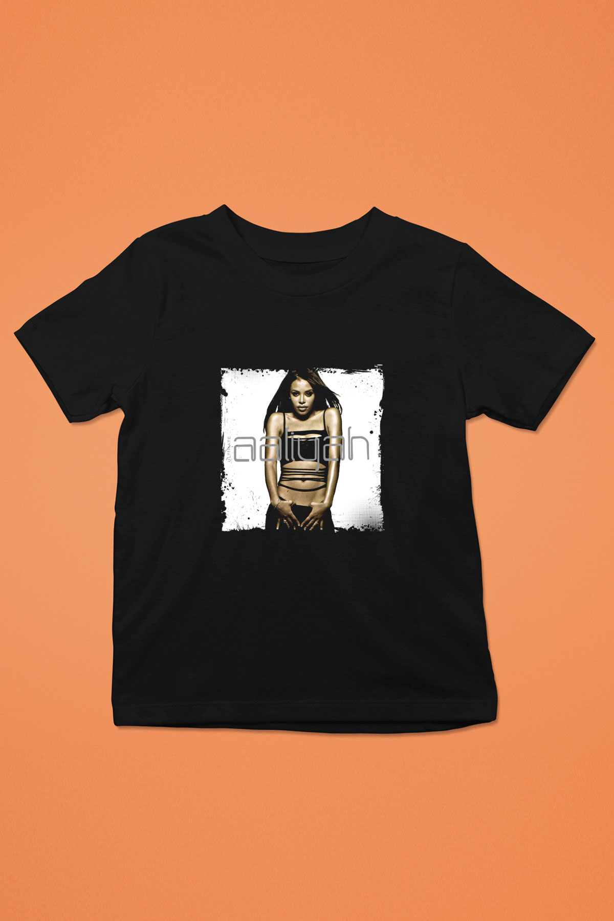 Aaliyah Baskılı Unisex Siyah Çocuk Tişört