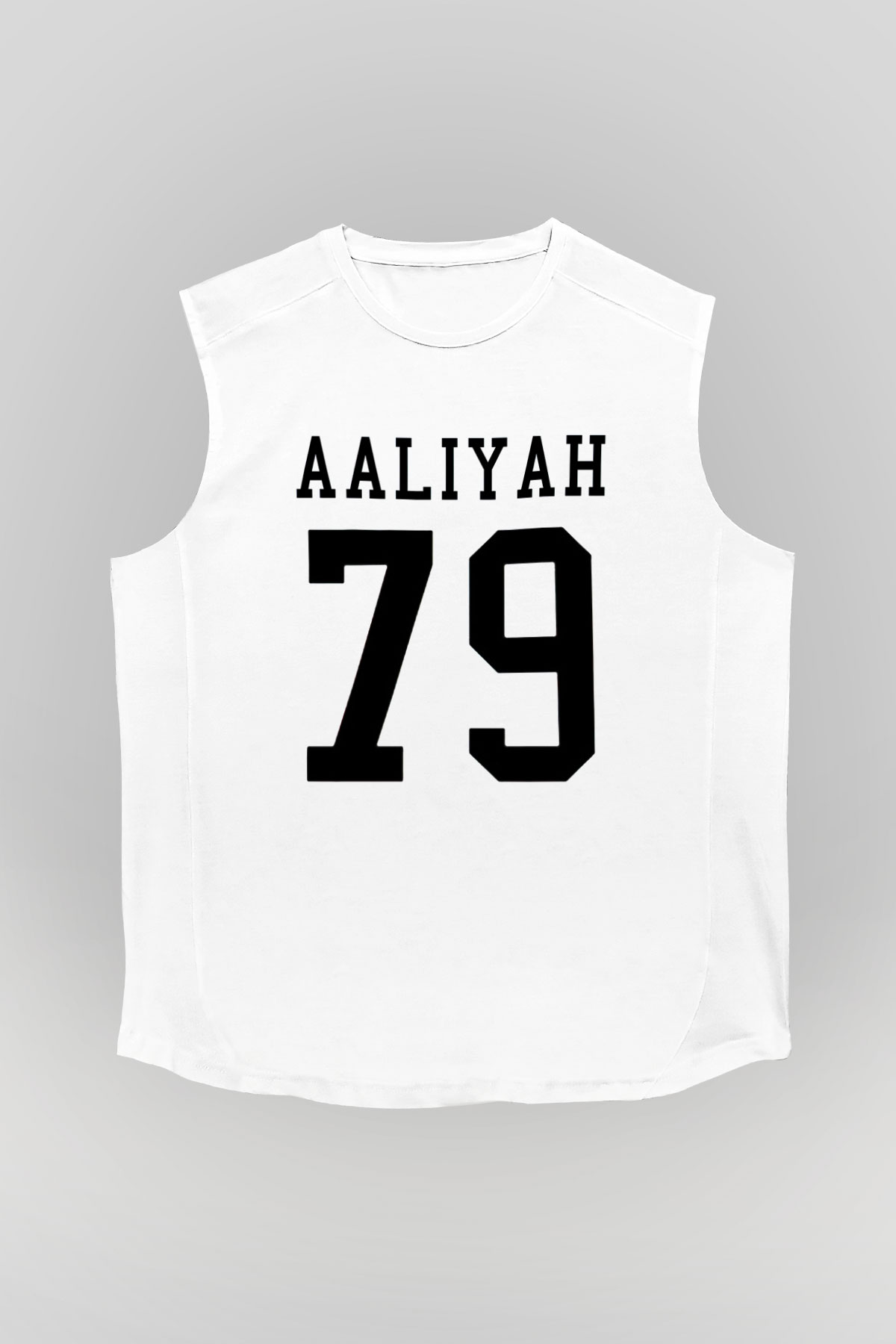 Aaliyah Beyaz Unisex Kolsuz Tişört