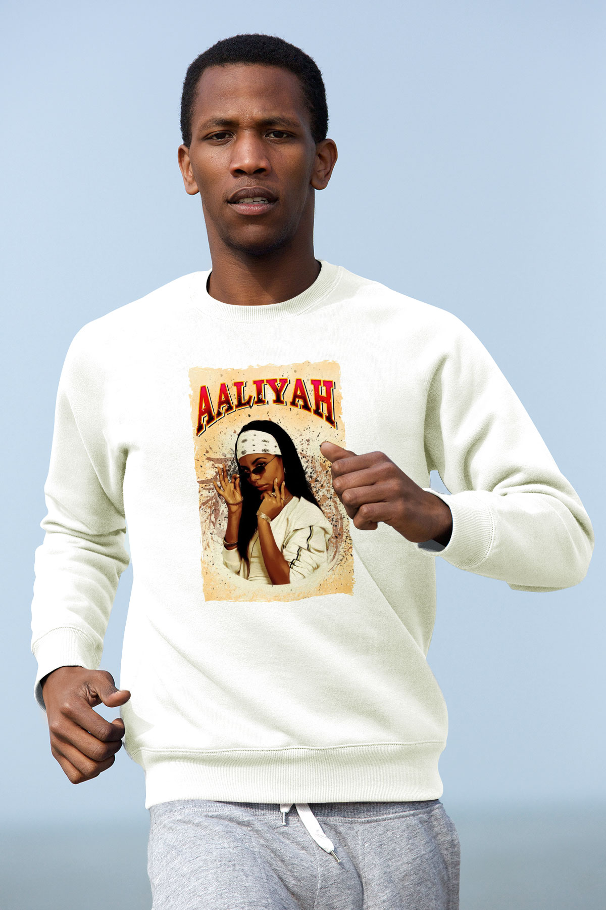 Aaliyah Beyaz Unisex Sweatshirt