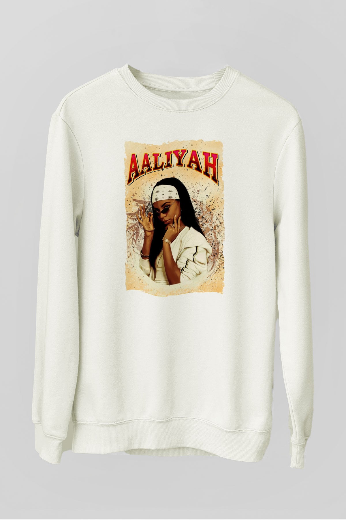 Aaliyah Beyaz Unisex Sweatshirt