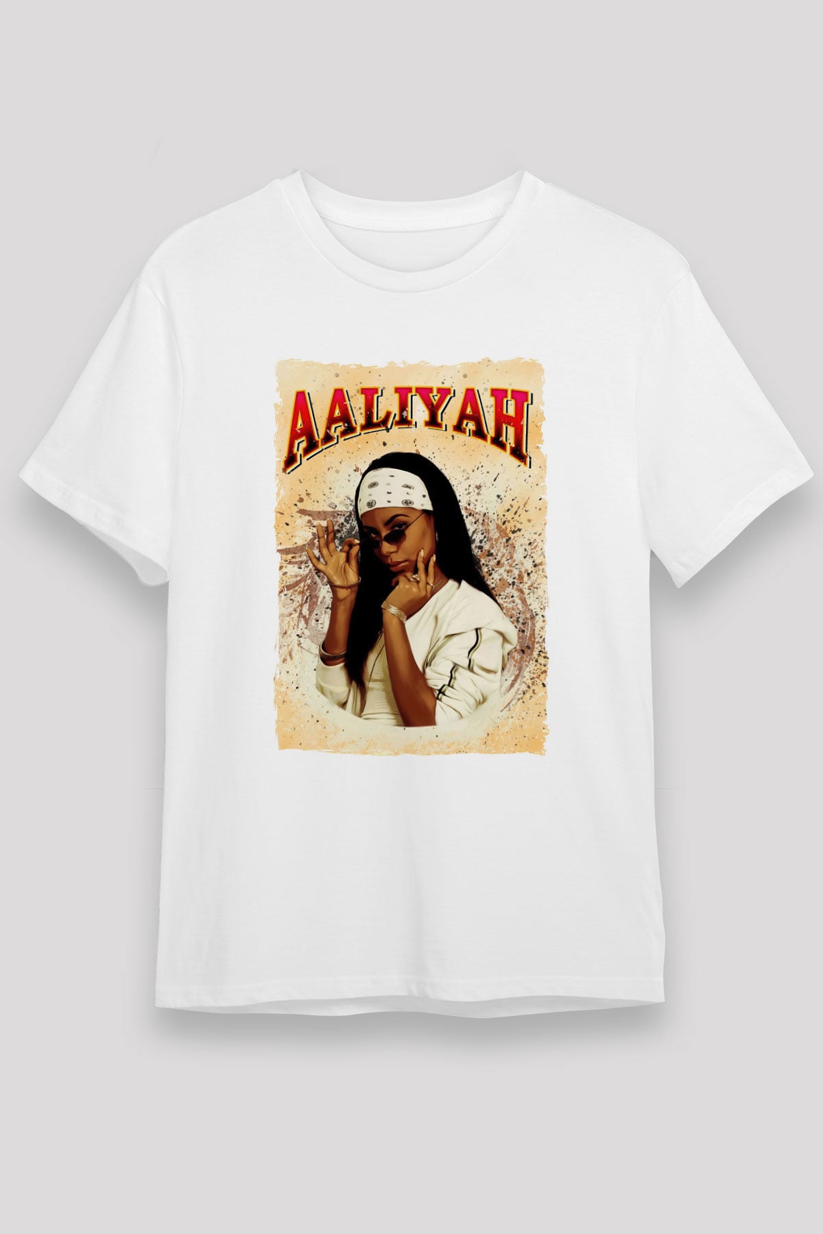 Aaliyah Beyaz Unisex Tişört T-Shirt - TişörtFabrikası