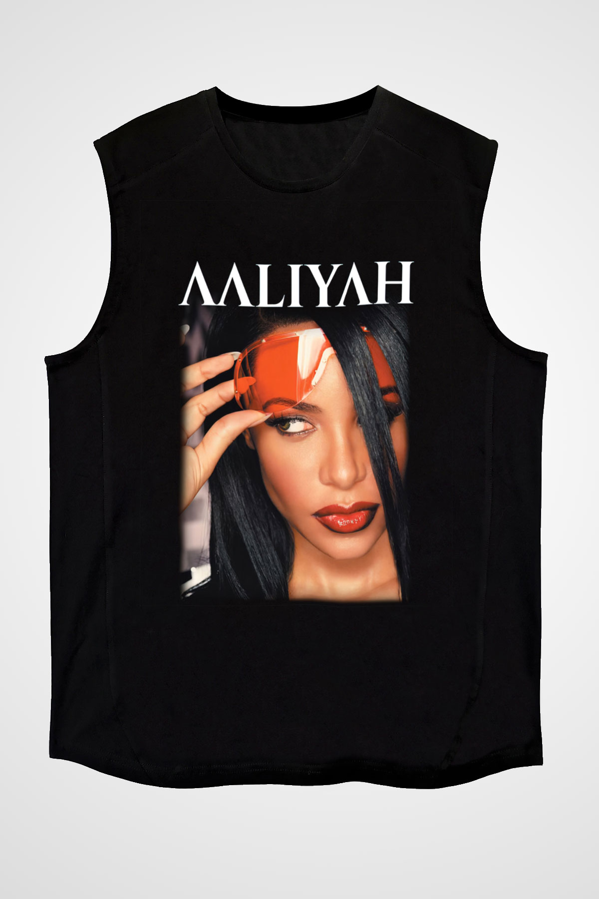 Aaliyah Siyah Unisex Kolsuz Tişört