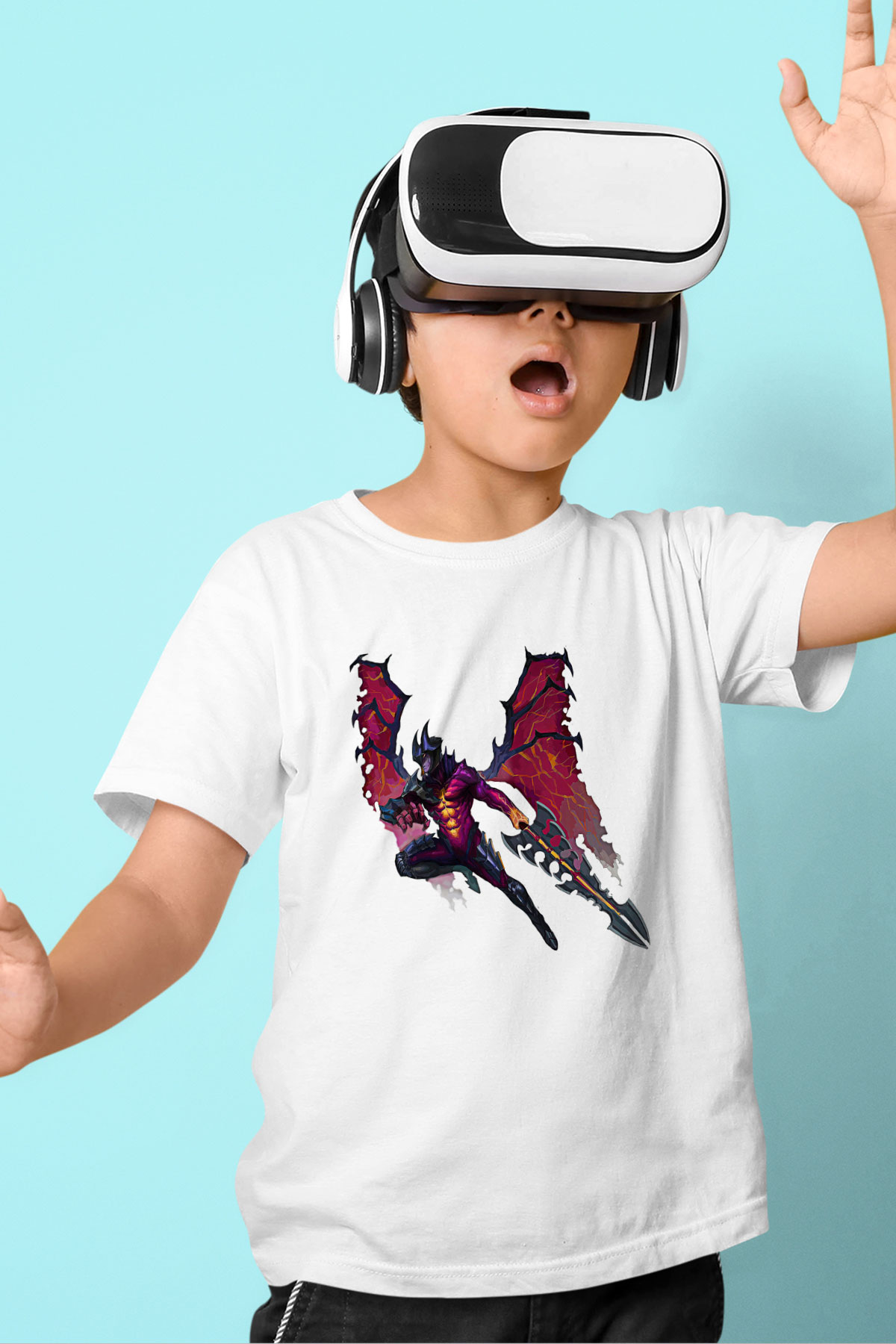 Aatrox James Baskılı Beyaz Unisex Beyaz Çocuk Tişört - Tshirt
