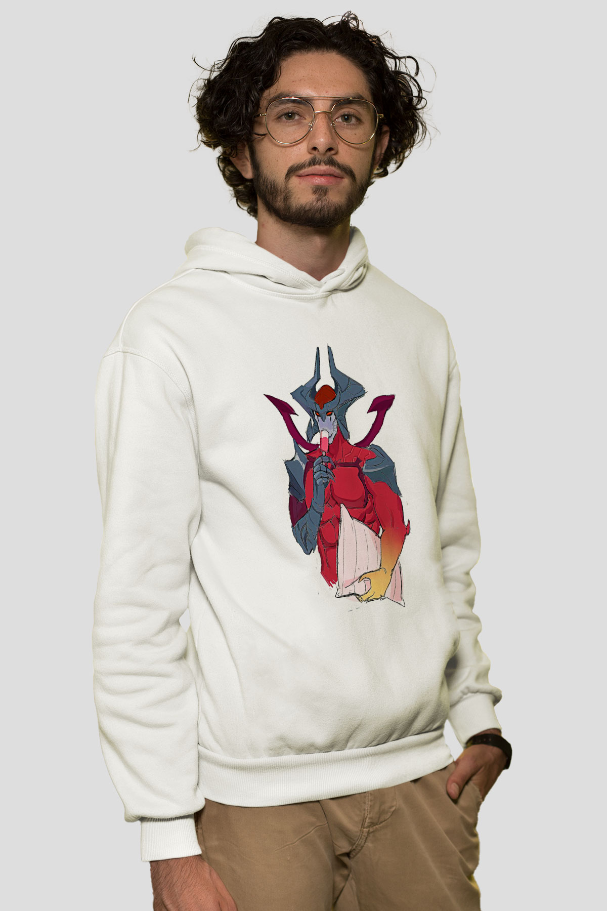Aatrox James Baskılı Beyaz Unisex Kapüşonlu Sweatshirt