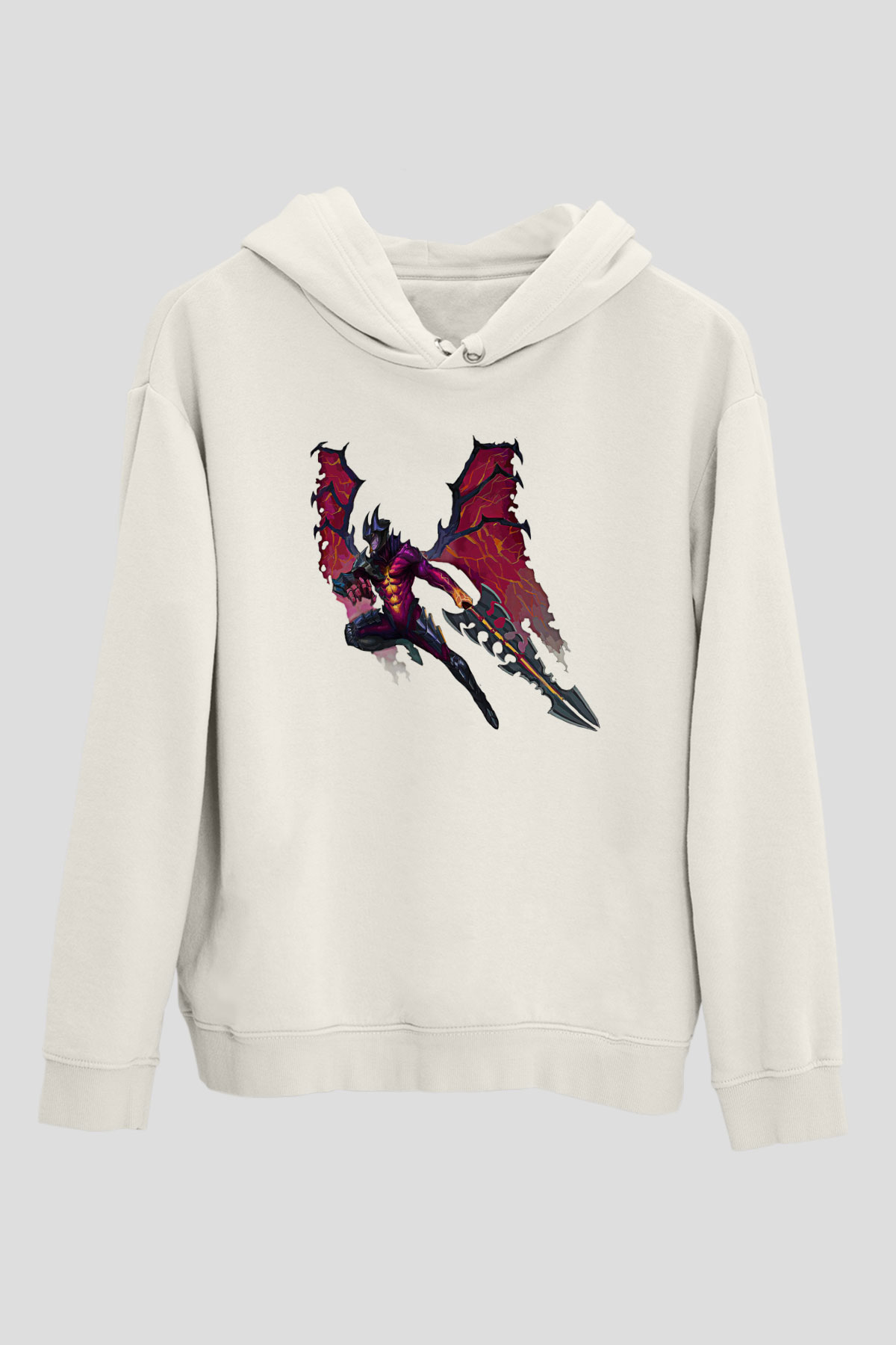 Aatrox James Baskılı Beyaz Unisex Kapüşonlu Sweatshirt