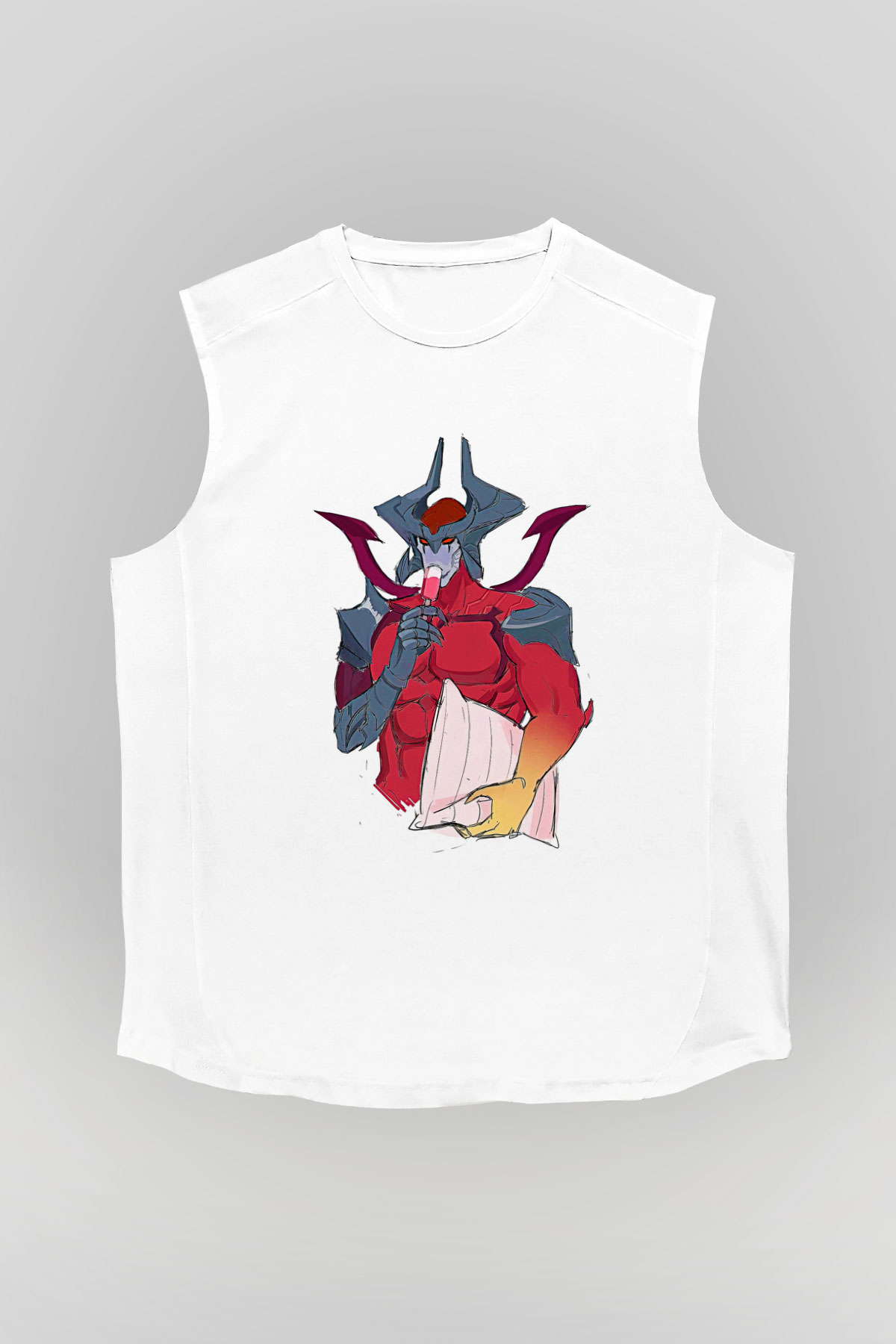 Aatrox James Baskılı Beyaz Unisex Kolsuz Tişört - Tshirt