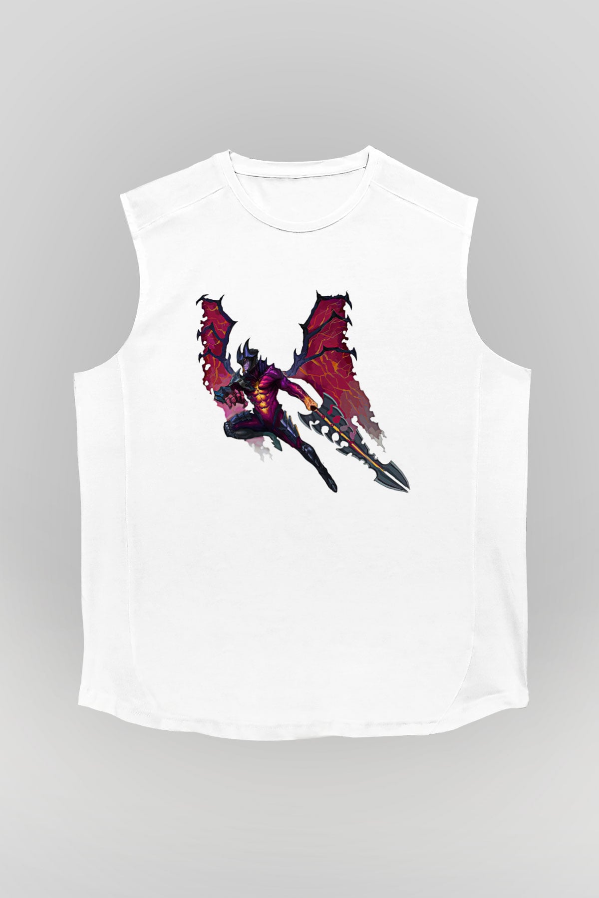 Aatrox James Baskılı Beyaz Unisex Kolsuz Tişört - Tshirt