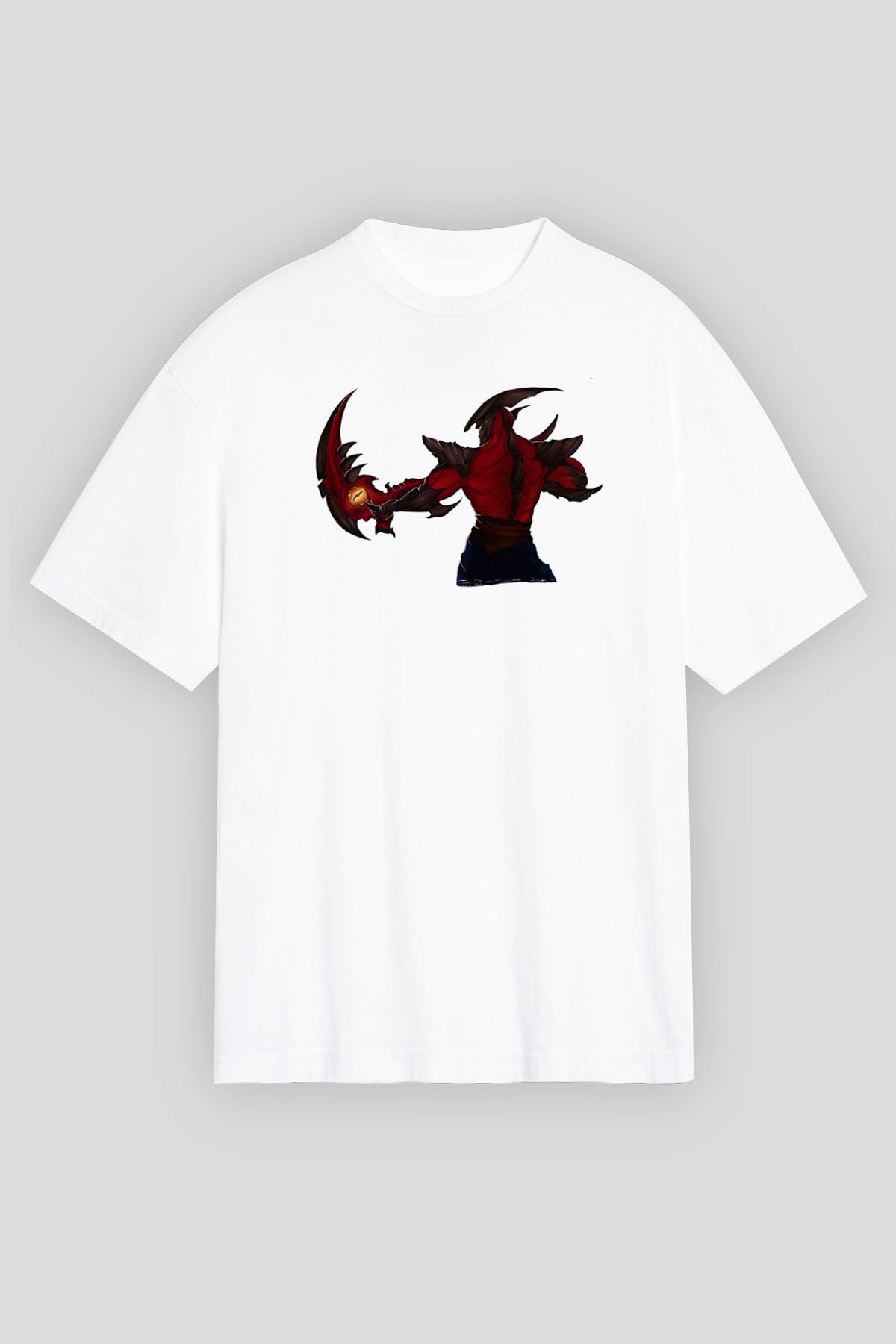 Aatrox James Baskılı Beyaz Unisex Oversize Tişört - Tshirt
