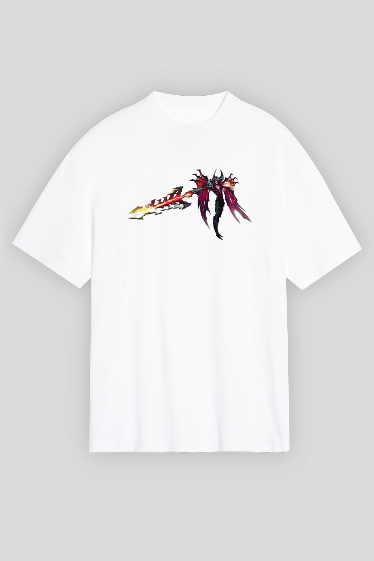 Aatrox James Baskılı Beyaz Unisex Oversize Tişört - Tshirt