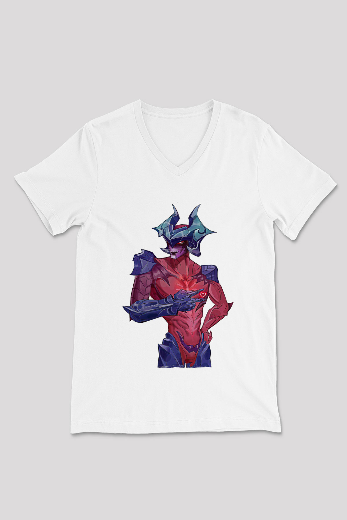 Aatrox James Baskılı Beyaz Unisex V Yaka Tişört - Tshirt