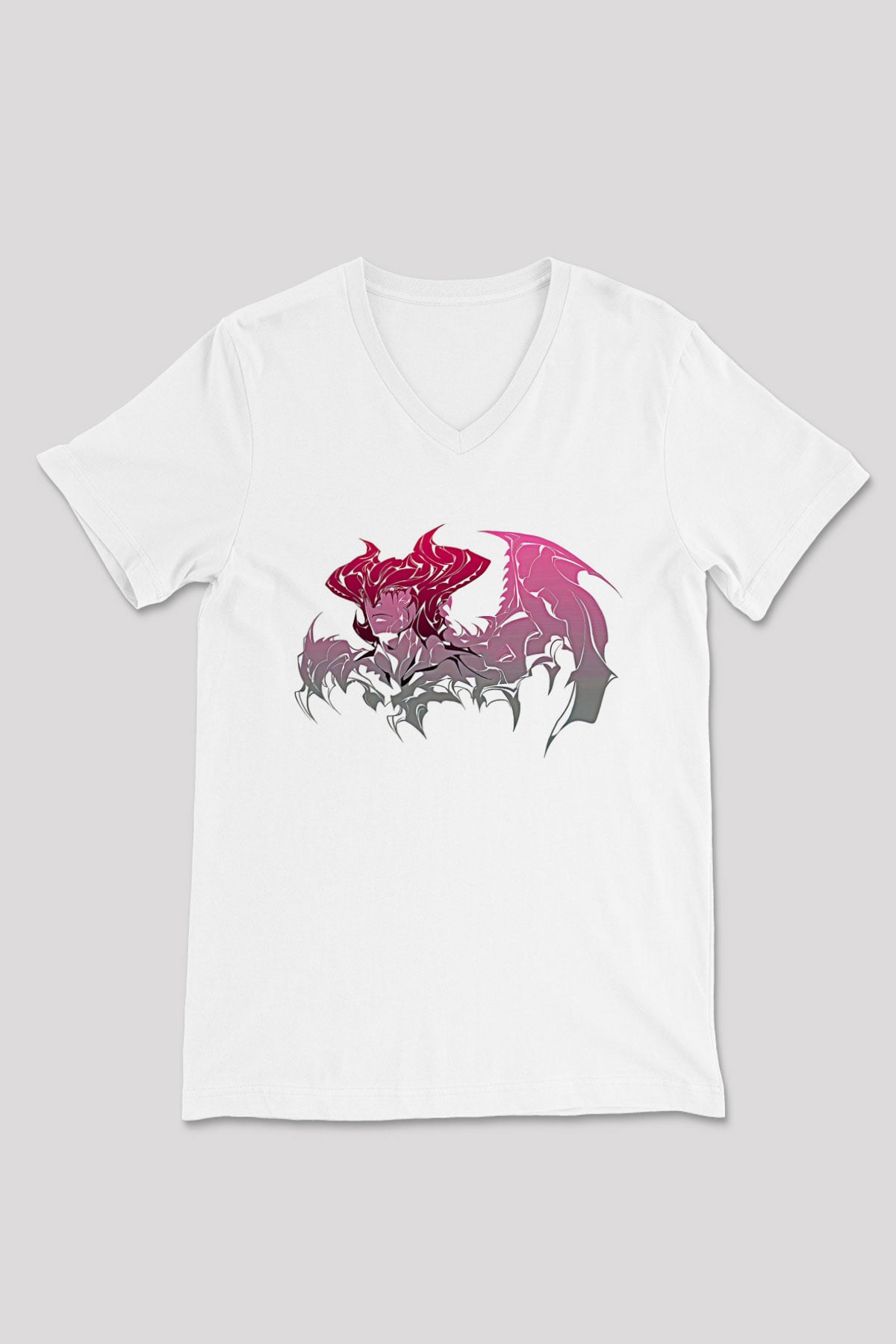 Aatrox James Baskılı Beyaz Unisex V Yaka Tişört - Tshirt