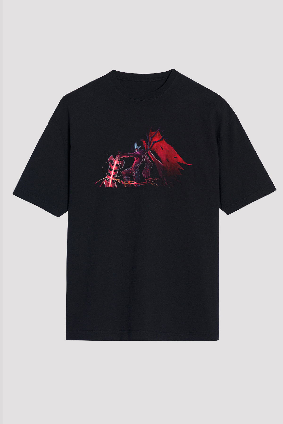 Aatrox James Baskılı Unisex Siyah Oversize Tişört - Tshirt