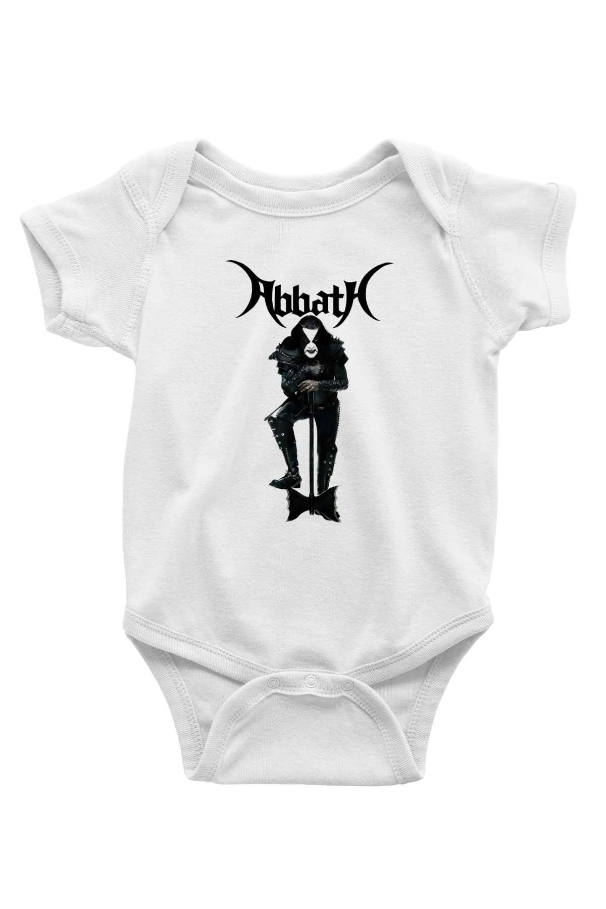 Abbath Baskılı Beyaz Unisex Bebek Body - Zıbın