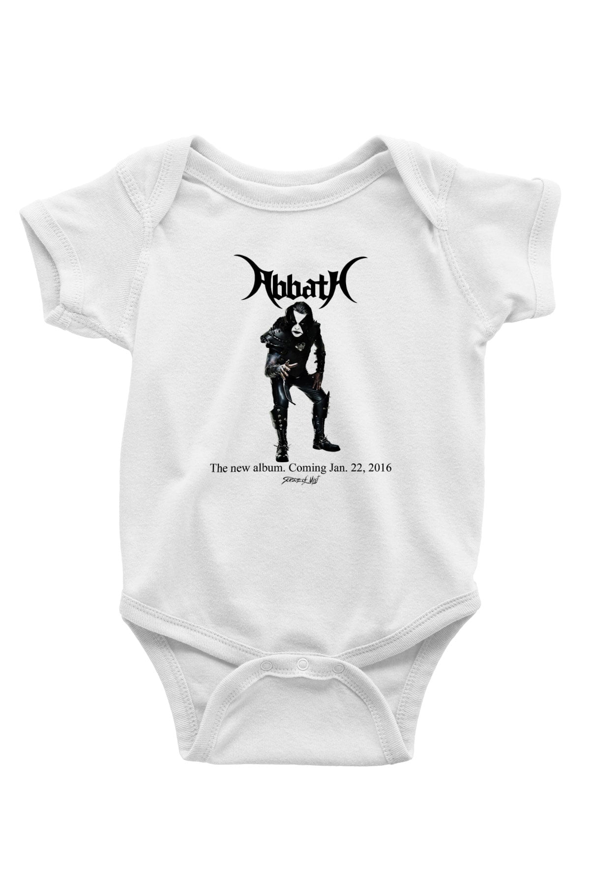 Abbath Baskılı Unisex Beyaz Bebek Body - Zıbın