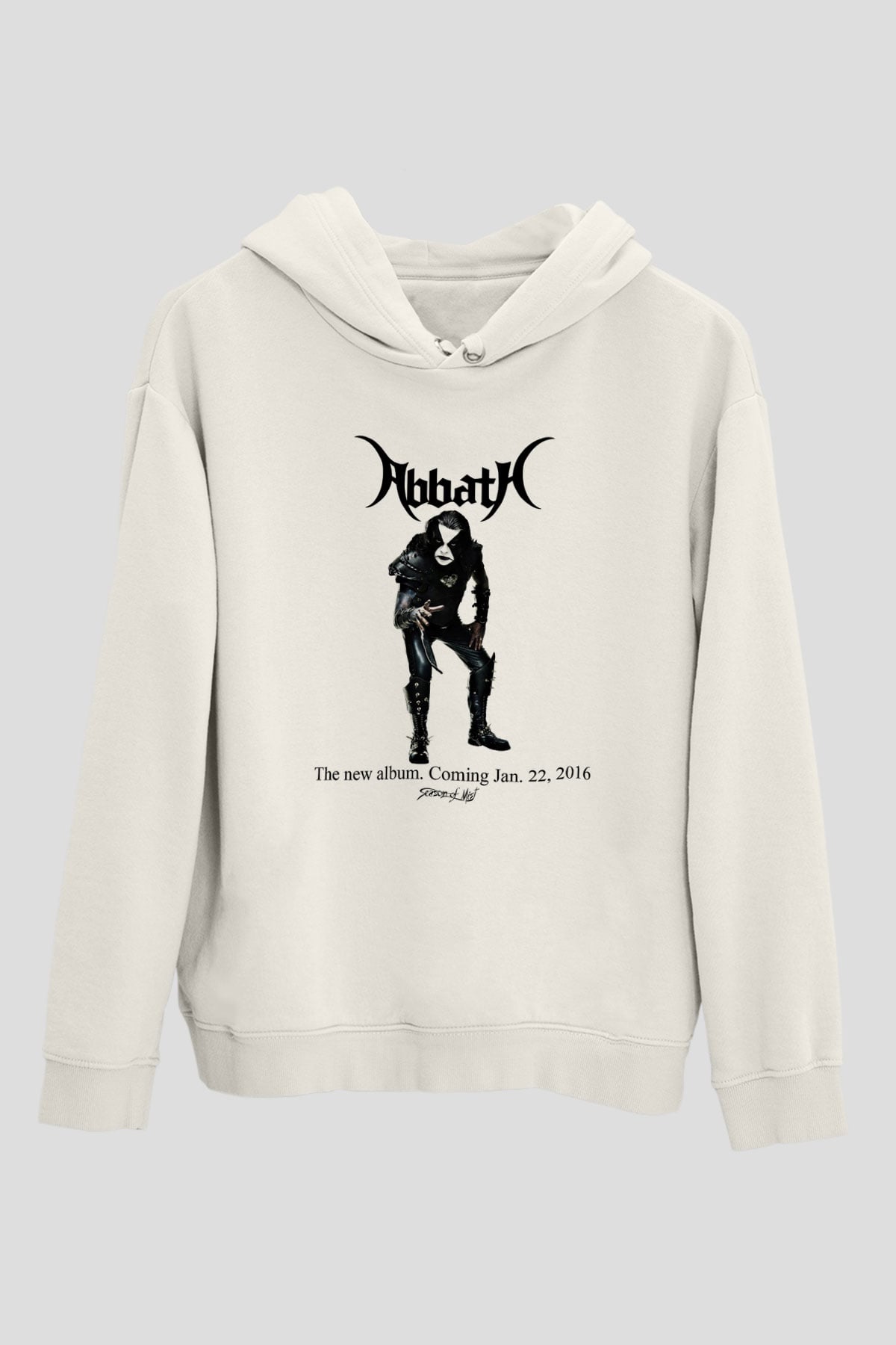 Abbath Baskılı Unisex Beyaz Hoodie