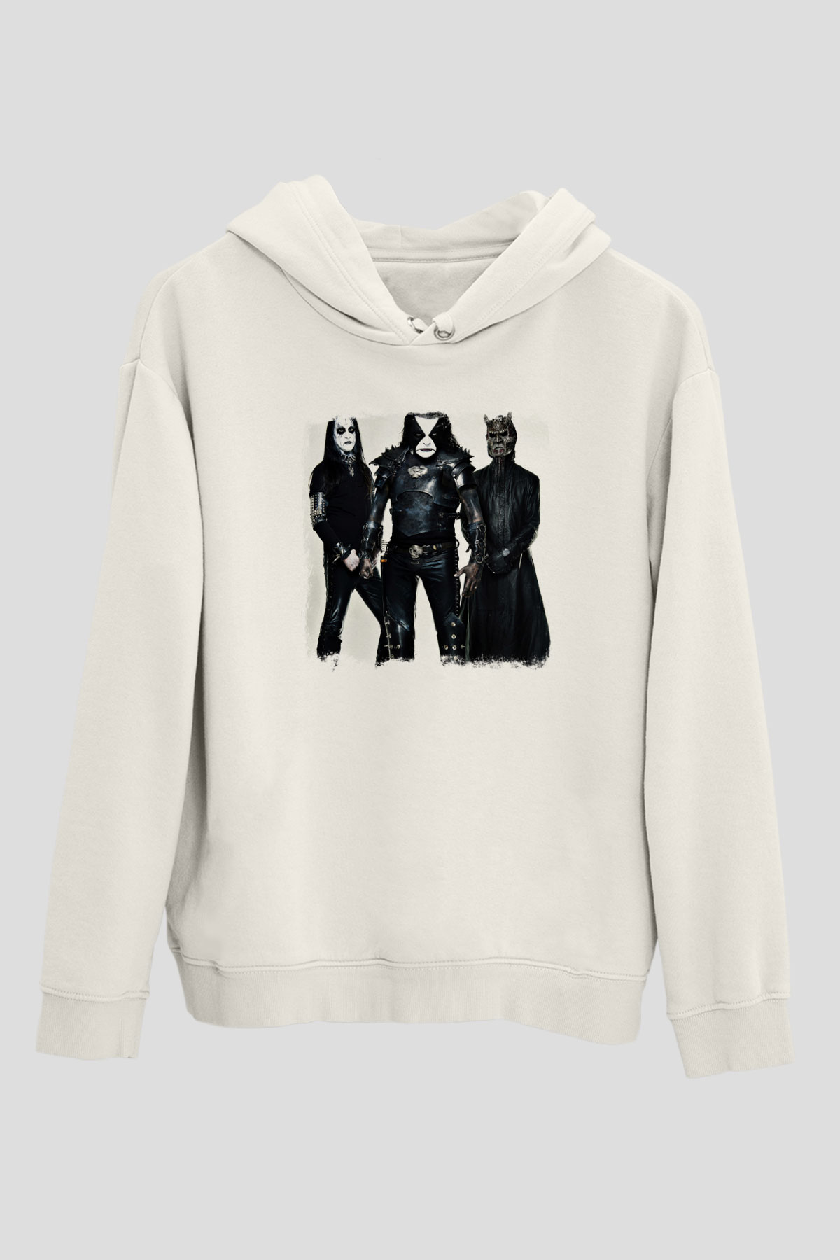 Abbath Baskılı Unisex Beyaz Hoodie