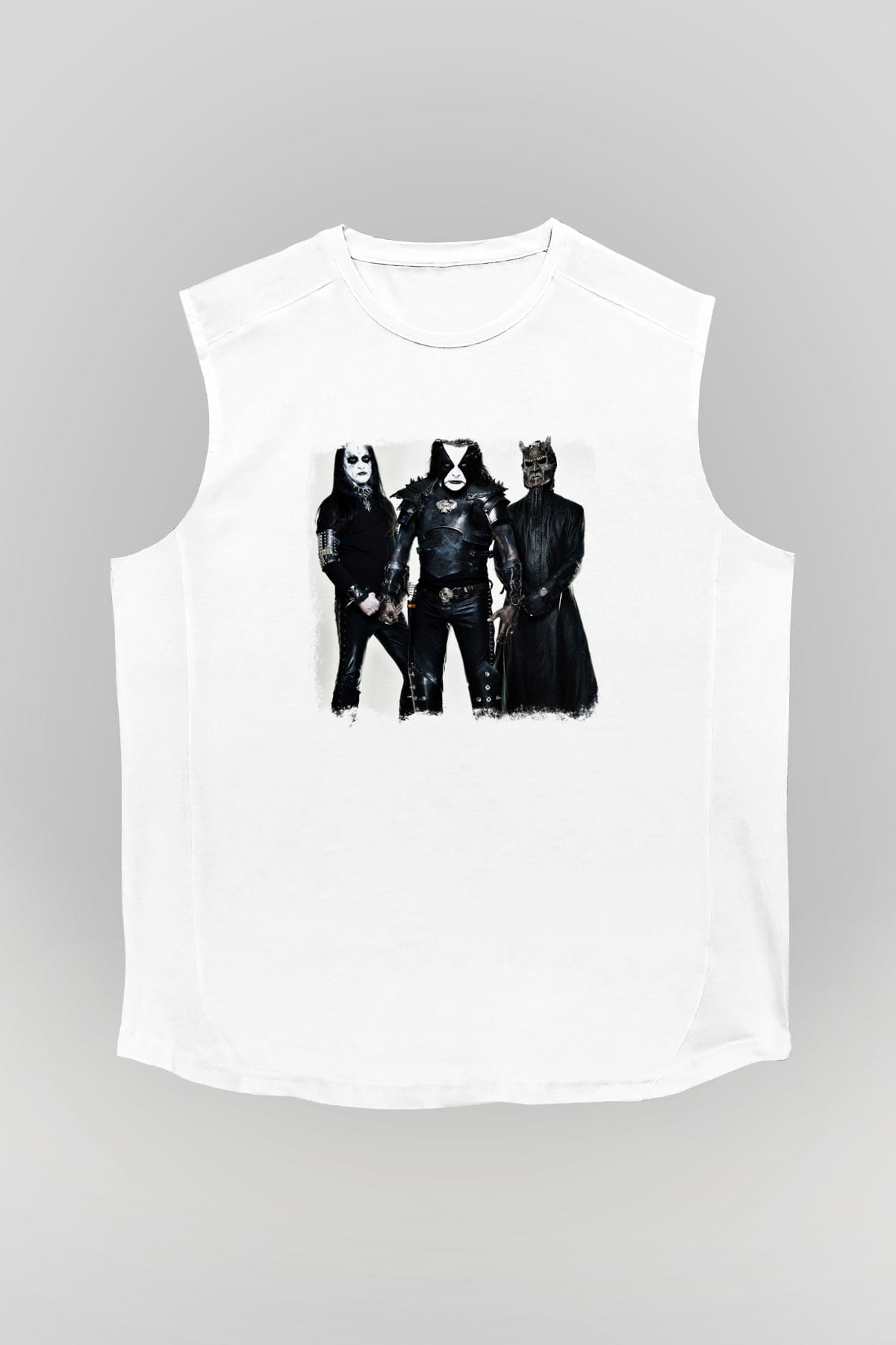 Abbath Baskılı Unisex Beyaz Kolsuz Tişört