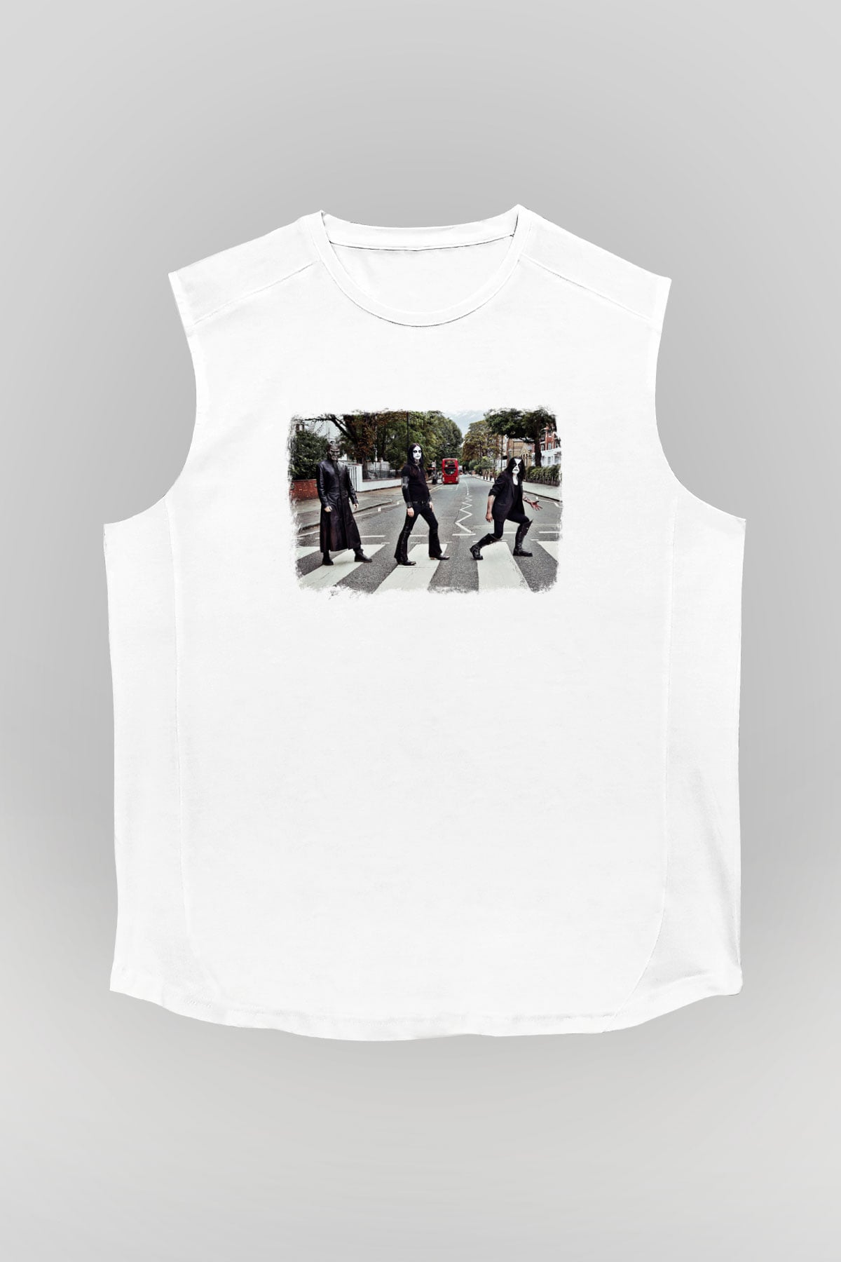 Abbath Baskılı Unisex Beyaz Kolsuz Tişört