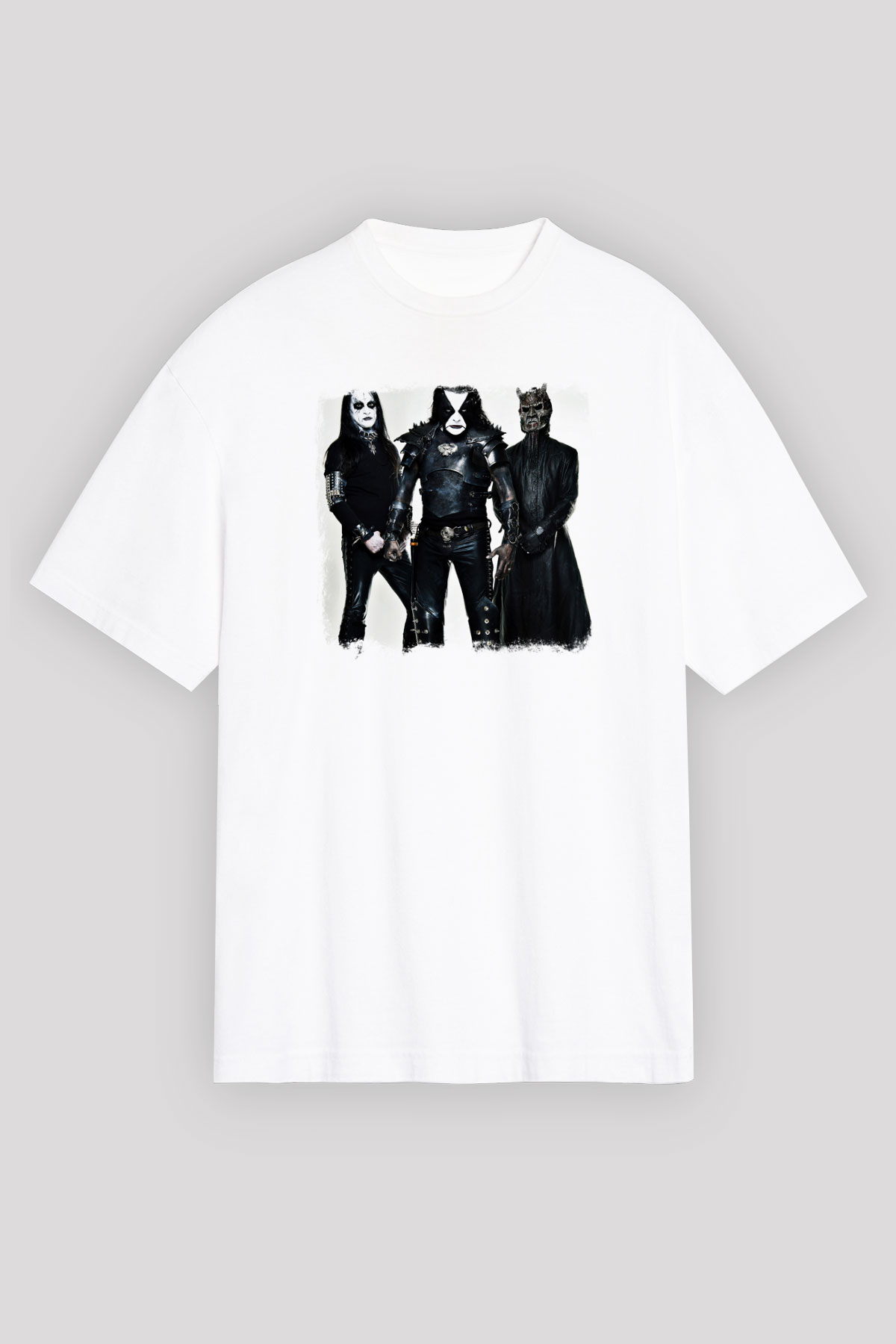 Abbath Baskılı Unisex Beyaz Oversize Tişört