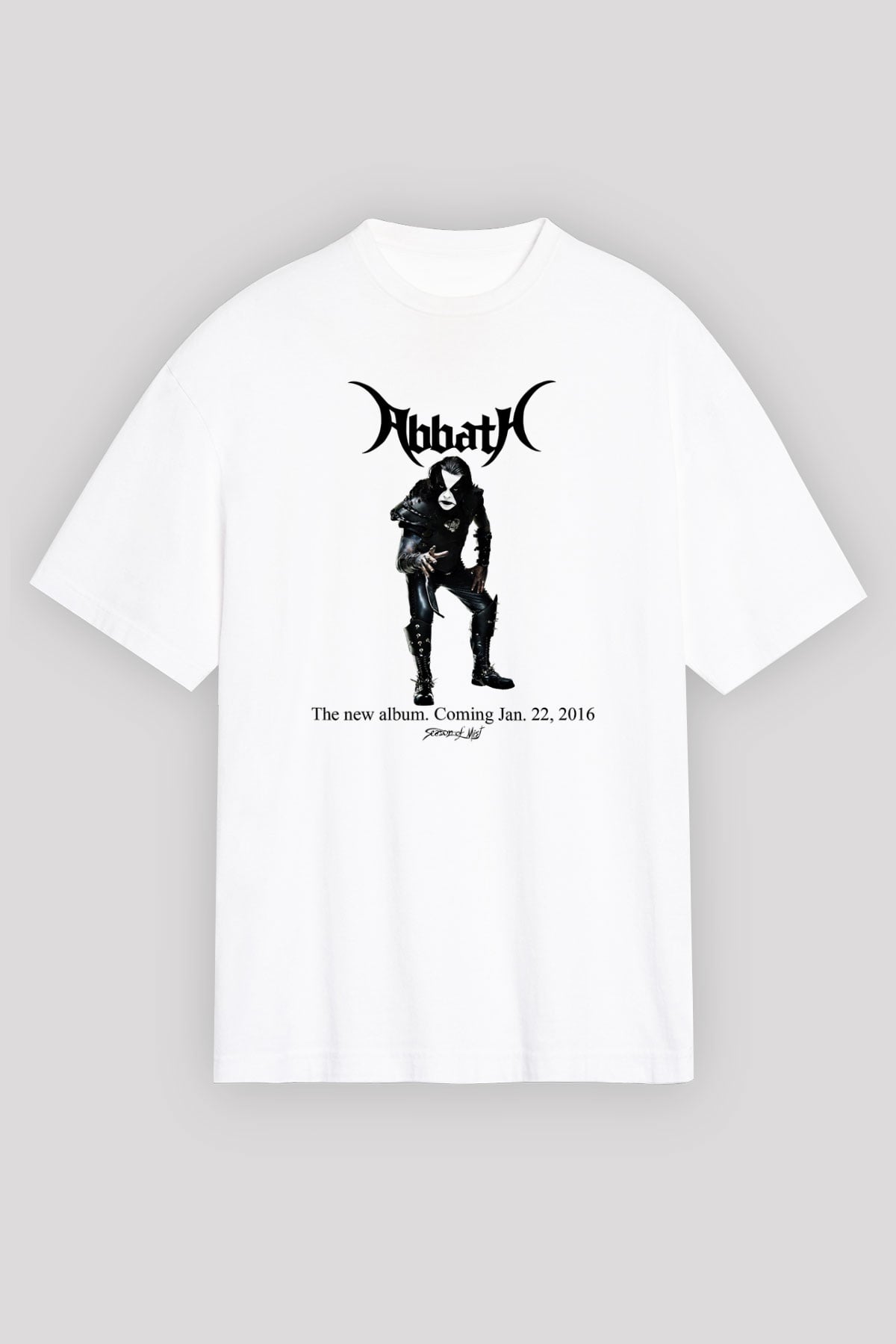 Abbath Baskılı Unisex Beyaz Oversize Tişört
