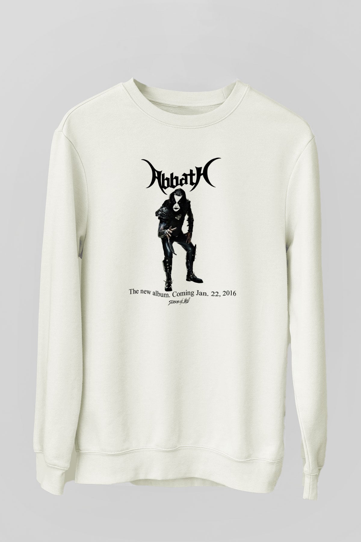 Abbath Baskılı Unisex Beyaz Sweatshirt