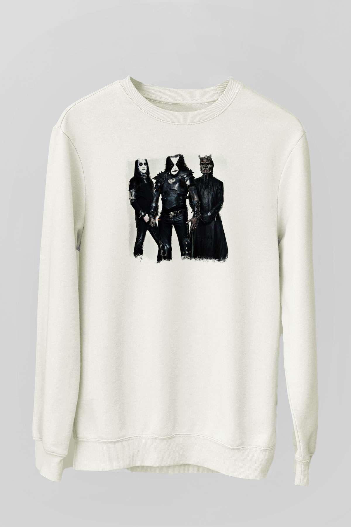 Abbath Baskılı Unisex Beyaz Sweatshirt