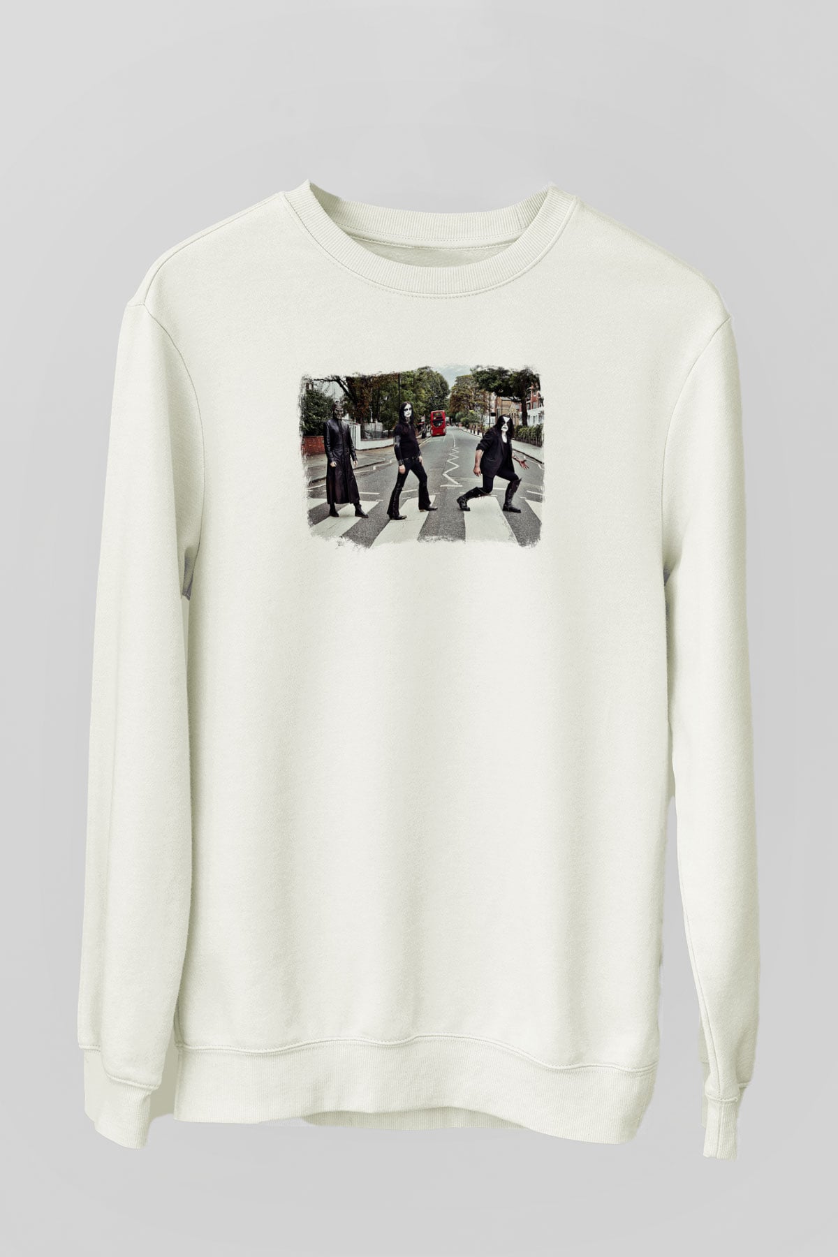Abbath Baskılı Unisex Beyaz Sweatshirt