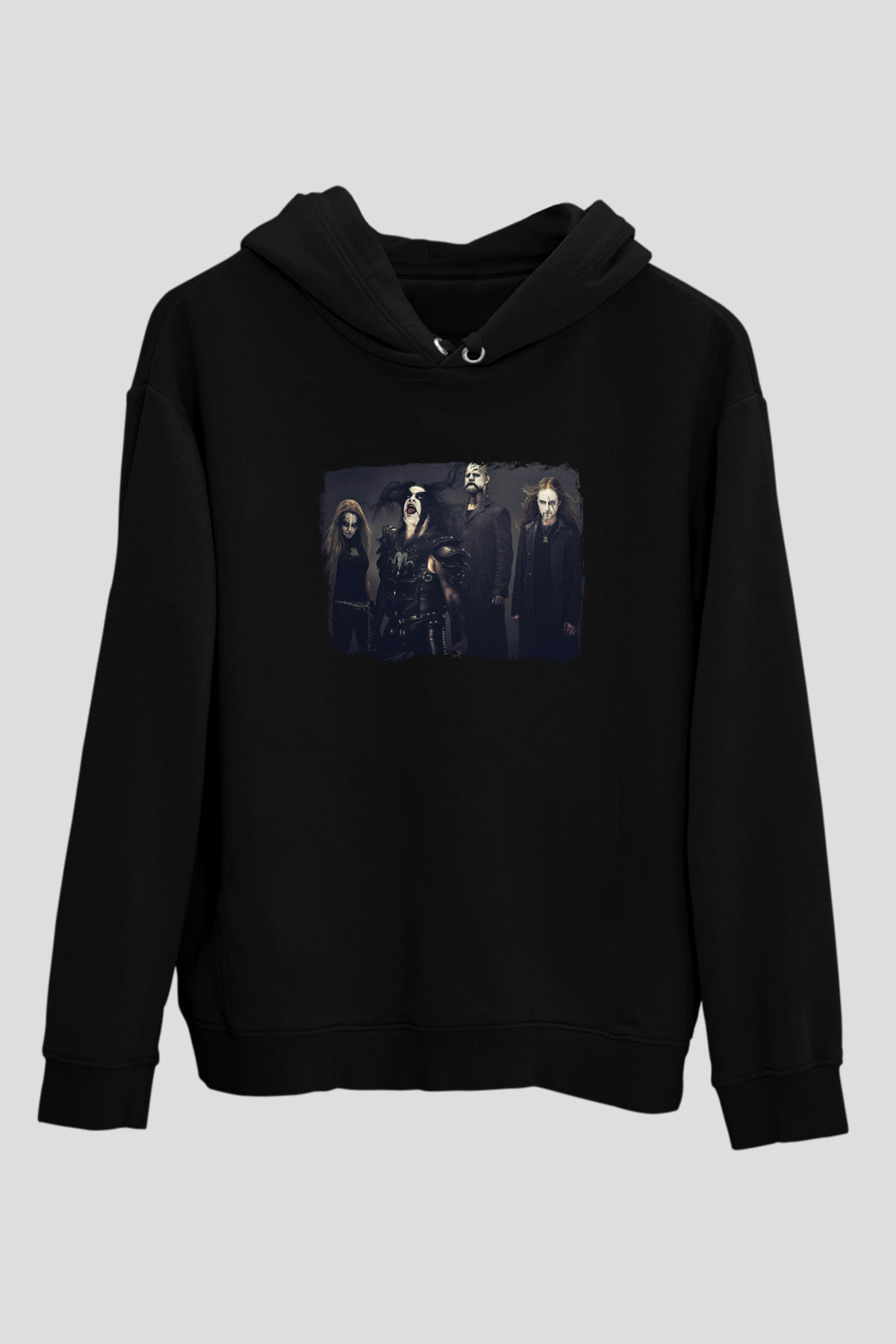 Abbath Baskılı Unisex Siyah Hoodie