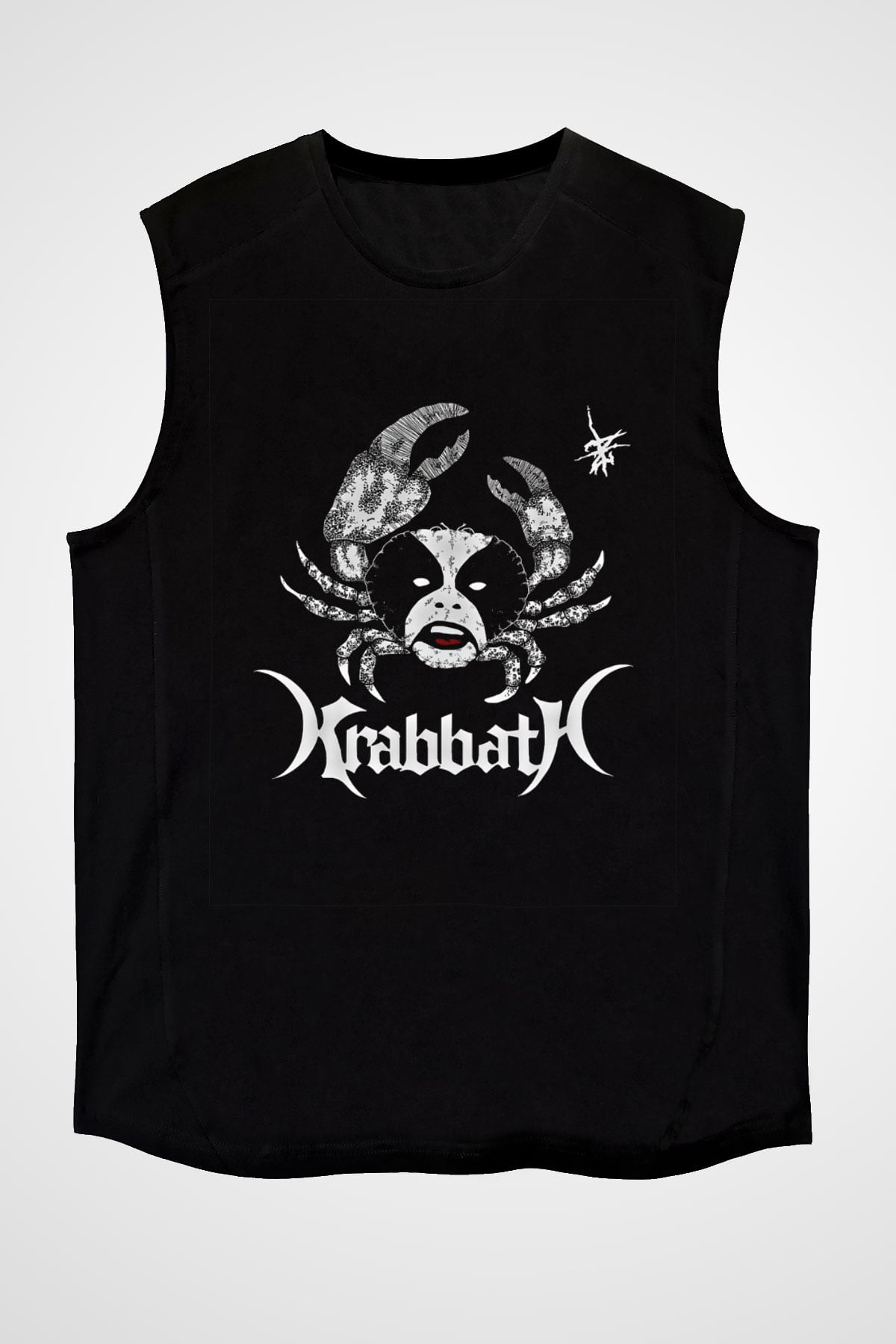 Abbath Baskılı Unisex Siyah Kolsuz Tişört