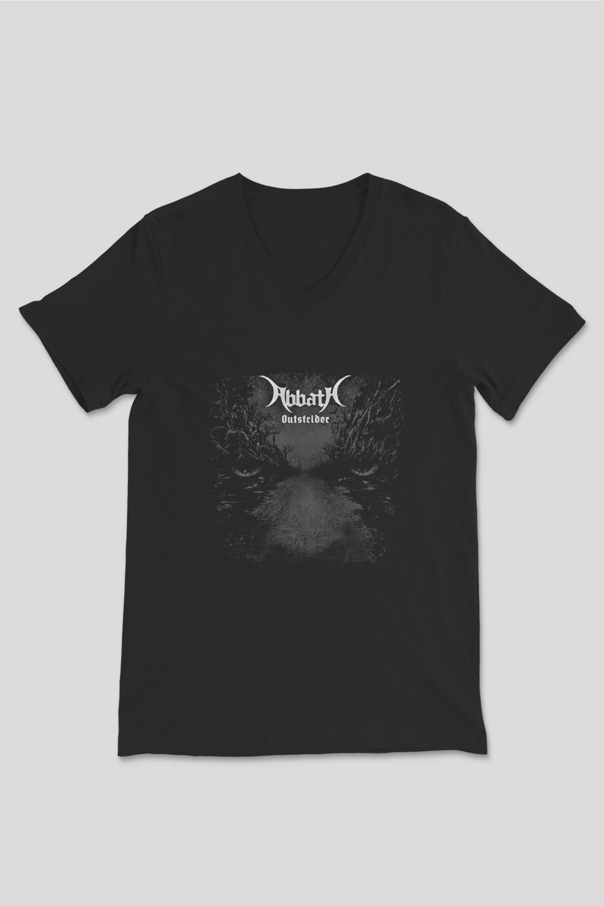 Abbath Baskılı Unisex Siyah V Yaka Tişört