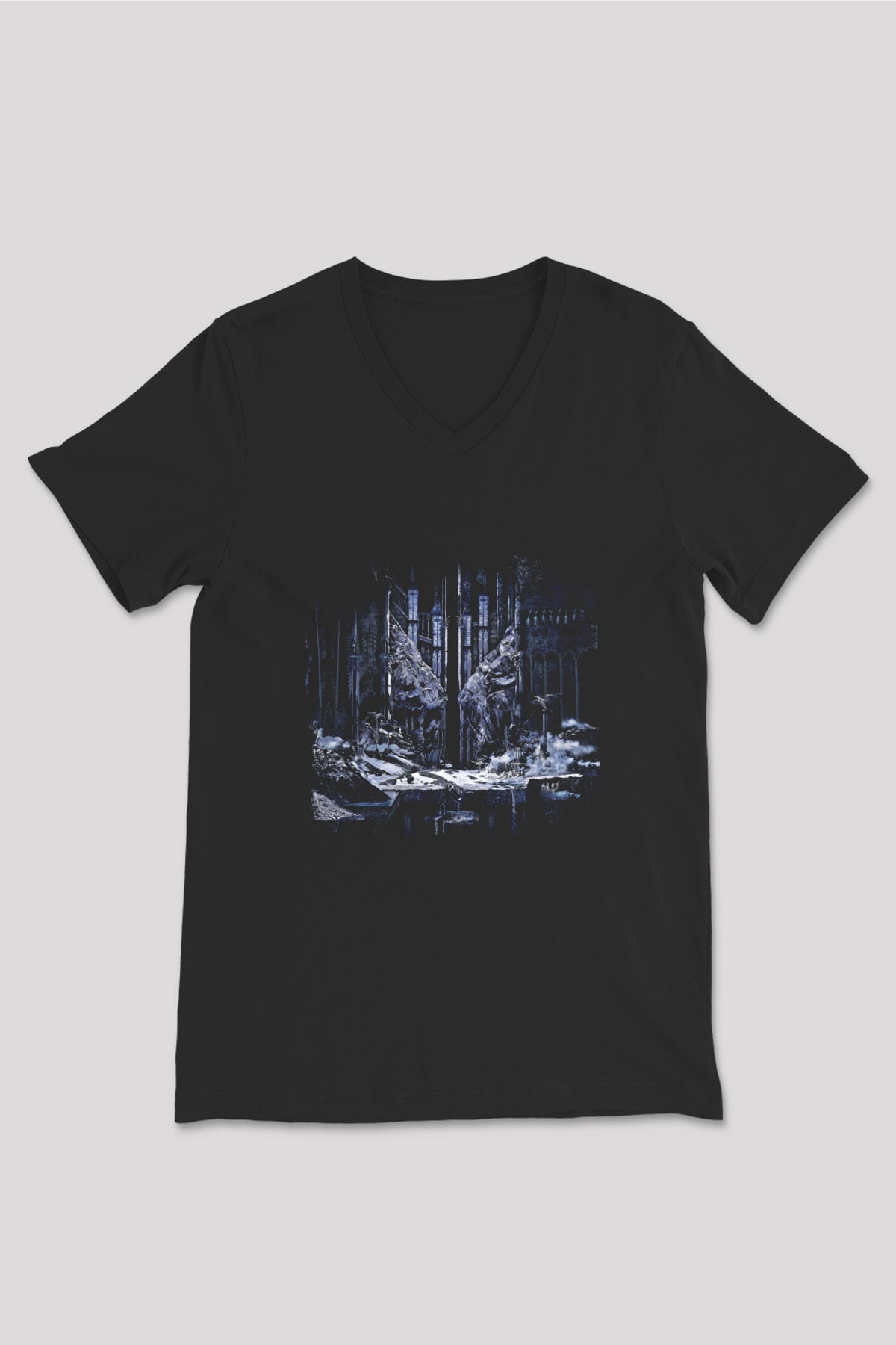Abbath Baskılı Unisex Siyah V Yaka Tişört
